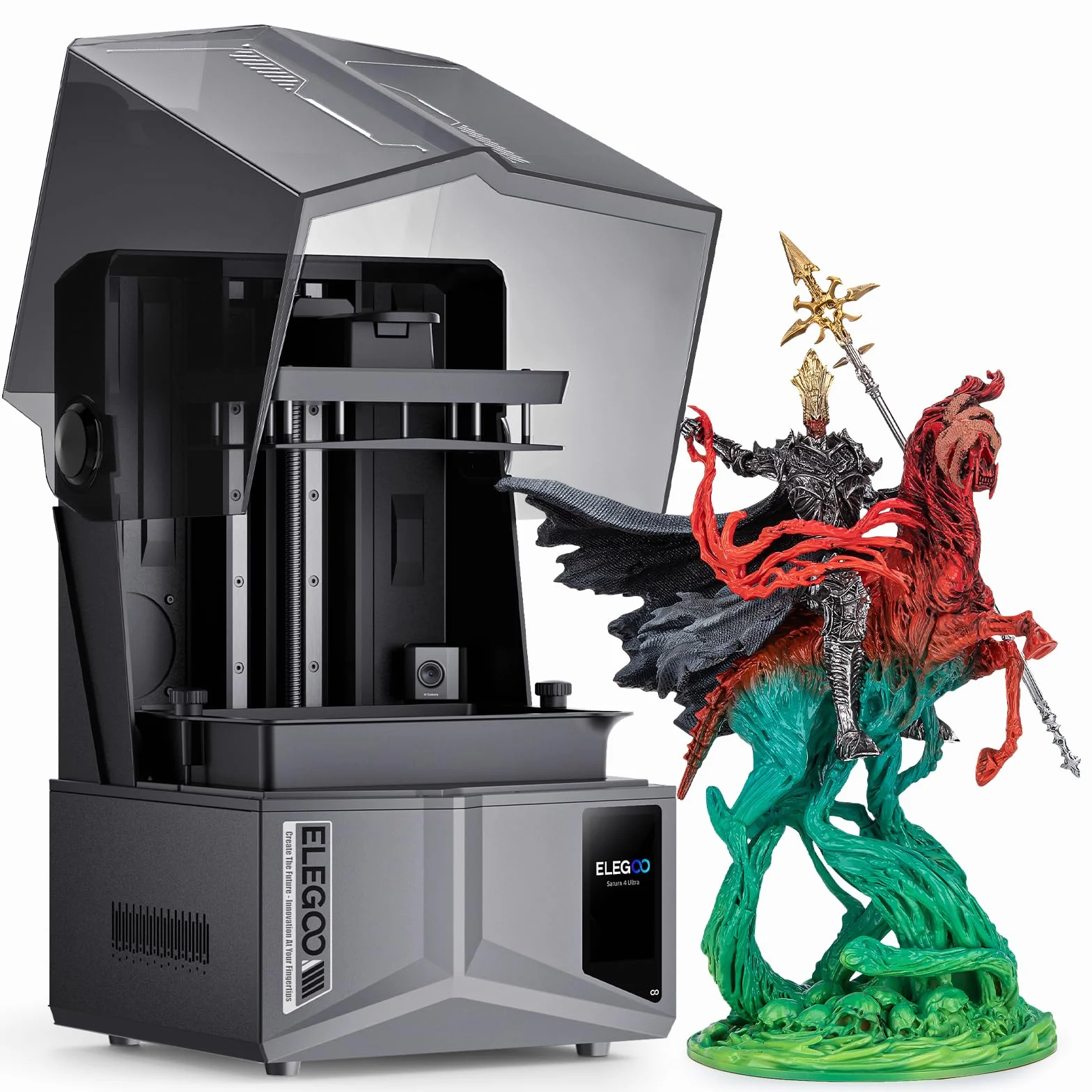 ELEGOO Saturn 4 Ultra Impresora 3D Resina 12K MSLA, Nivelación automática, Impresión 3D rápida a 150 mm/h, Cámara AI, impresión en clúster WiFi, gran tamaño de impresión 220 x 122,28 x 218,88 mm³
