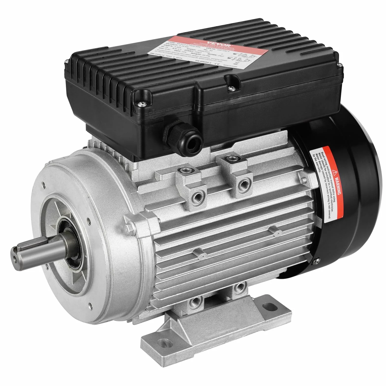 VEVOR Motor Eléctrico 0,75 kW 1400 RPM CA 220~240 V 5,45 A Marco B34 Eje 19 mm Monofásico