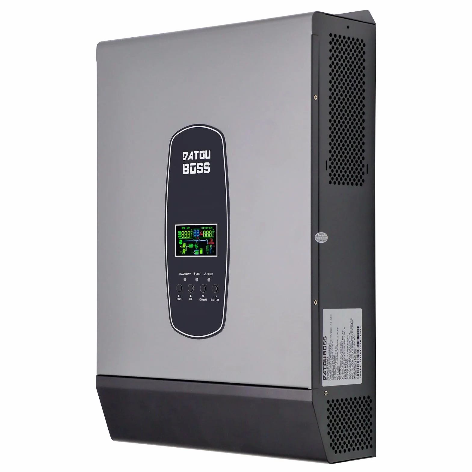 DATOUBOSS 6200 W Inversor híbrido sinusoidal puro 48 V CC a 230 V CA, compatible con el funcionamiento sin batería, con regulador de carga solar de 120 A MPPT para baterías de plomoácido y litio