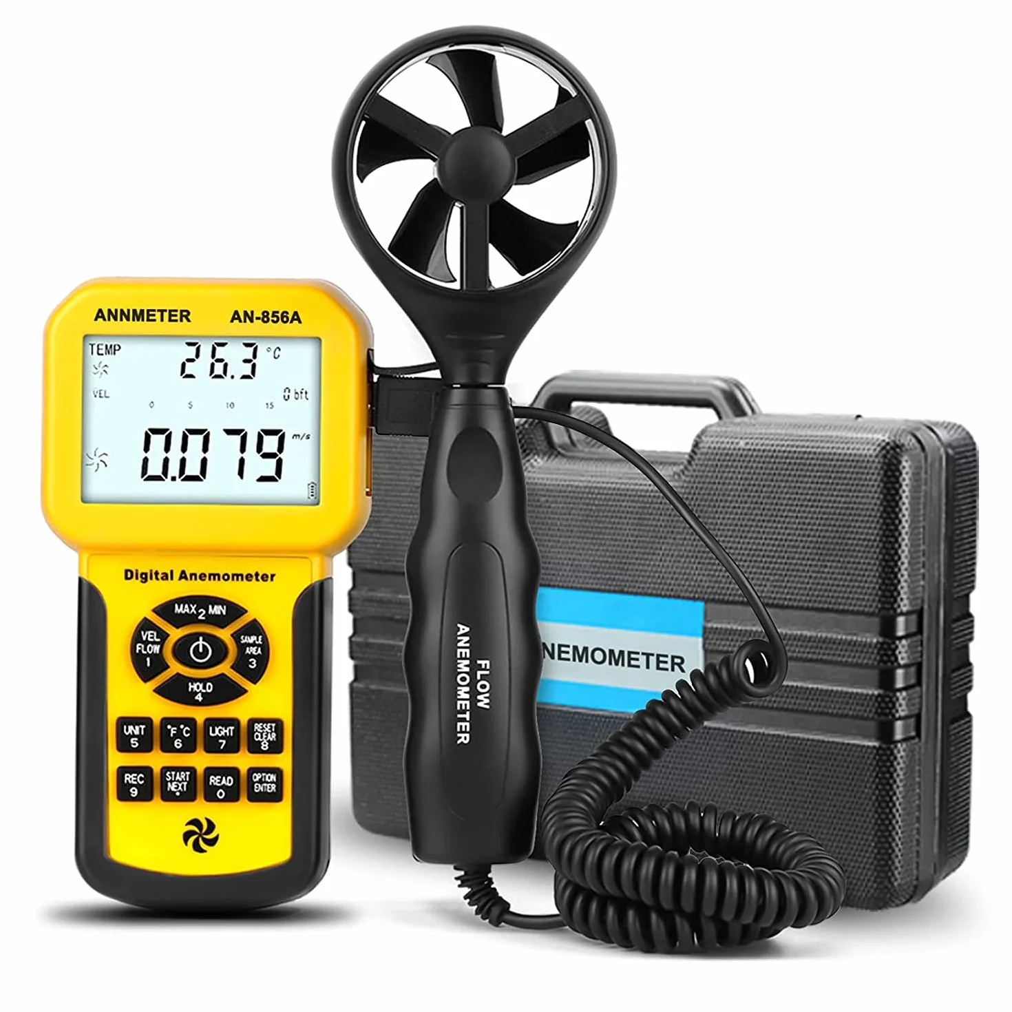 AIOMEST AI-856A Anemómetro Digital Medidor de Flujo CFM