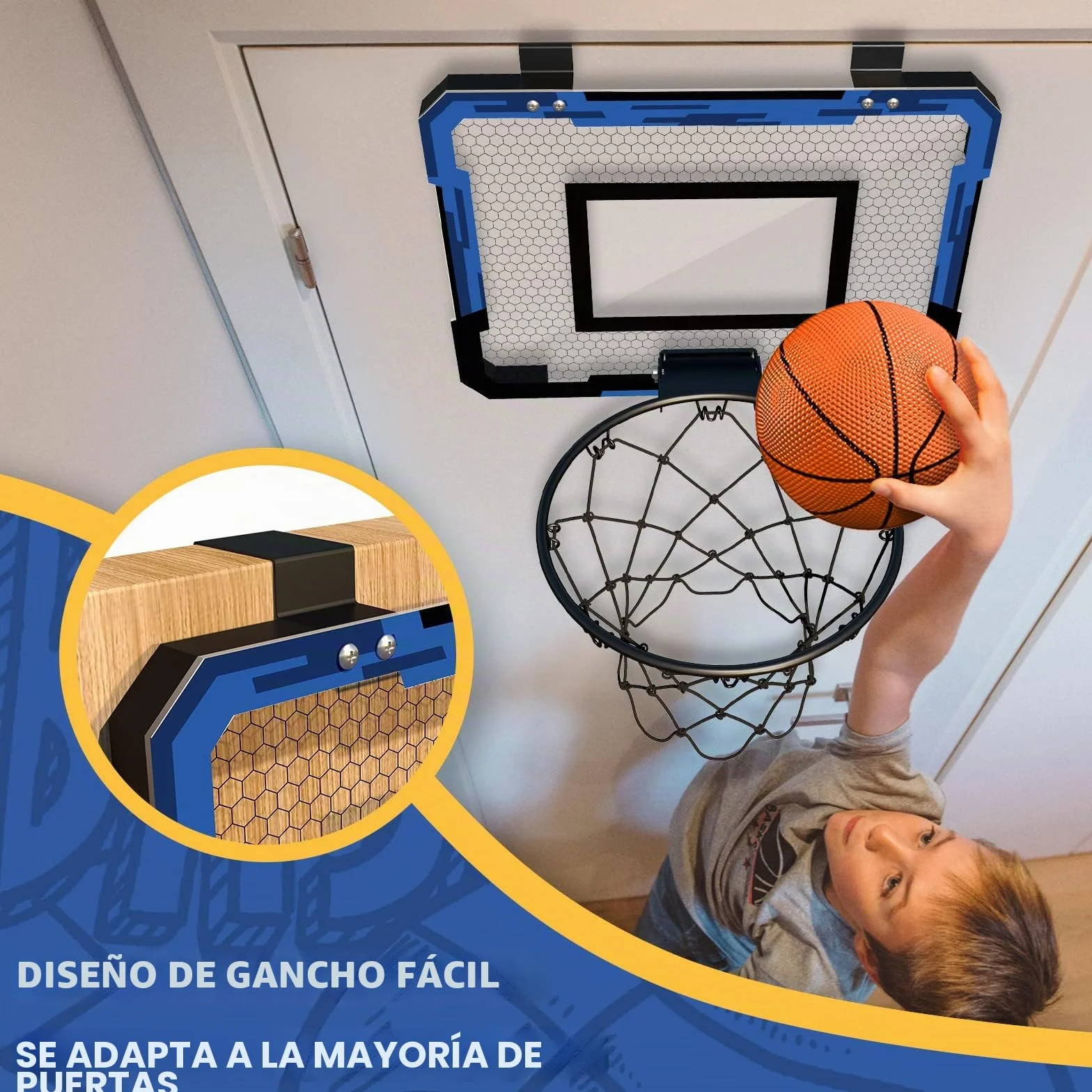 QDRAGON Mini Canasta Baloncesto Interior con 3 Pelotas para Niños y Adultos
