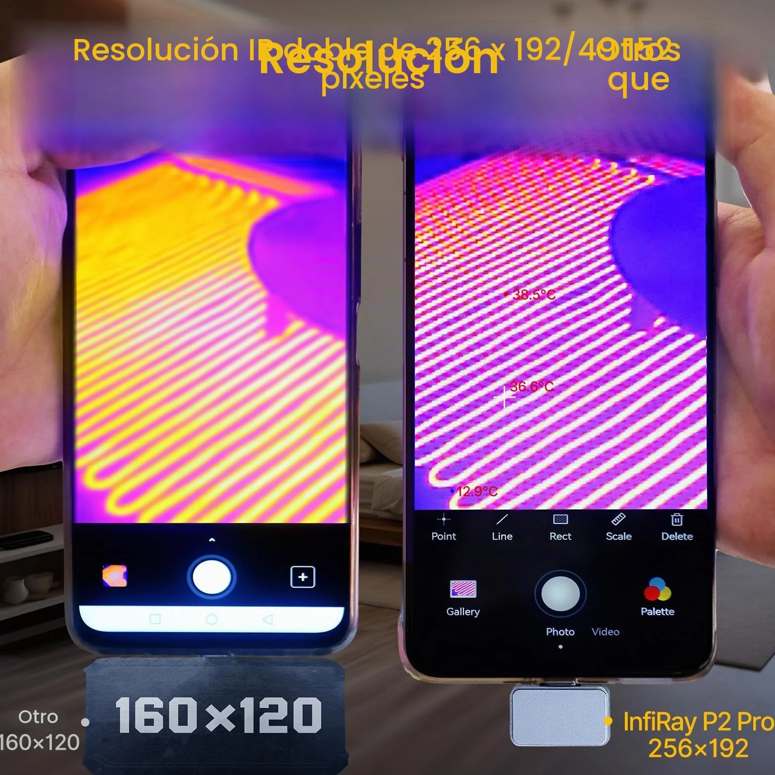 InfiRay Xinfrared P2 Pro Cámara térmica con lente macro magnética, 9g Cuerpo totalmente metálico, rango de medición -20 °C~550 °C, resolución de 25 Hz 256X192, para Android Type-C 9. 0 and above