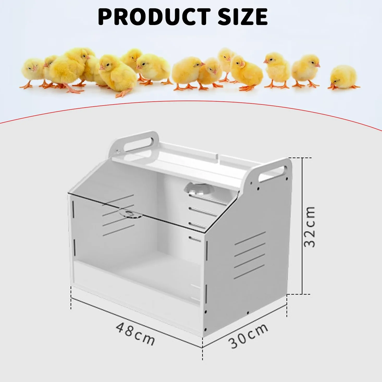Equipo para incubadoras de Pollitos de Aves de Corral | caja de cría de pollitos, caja de cría con abertura transparente, con termómetro y lámpara para