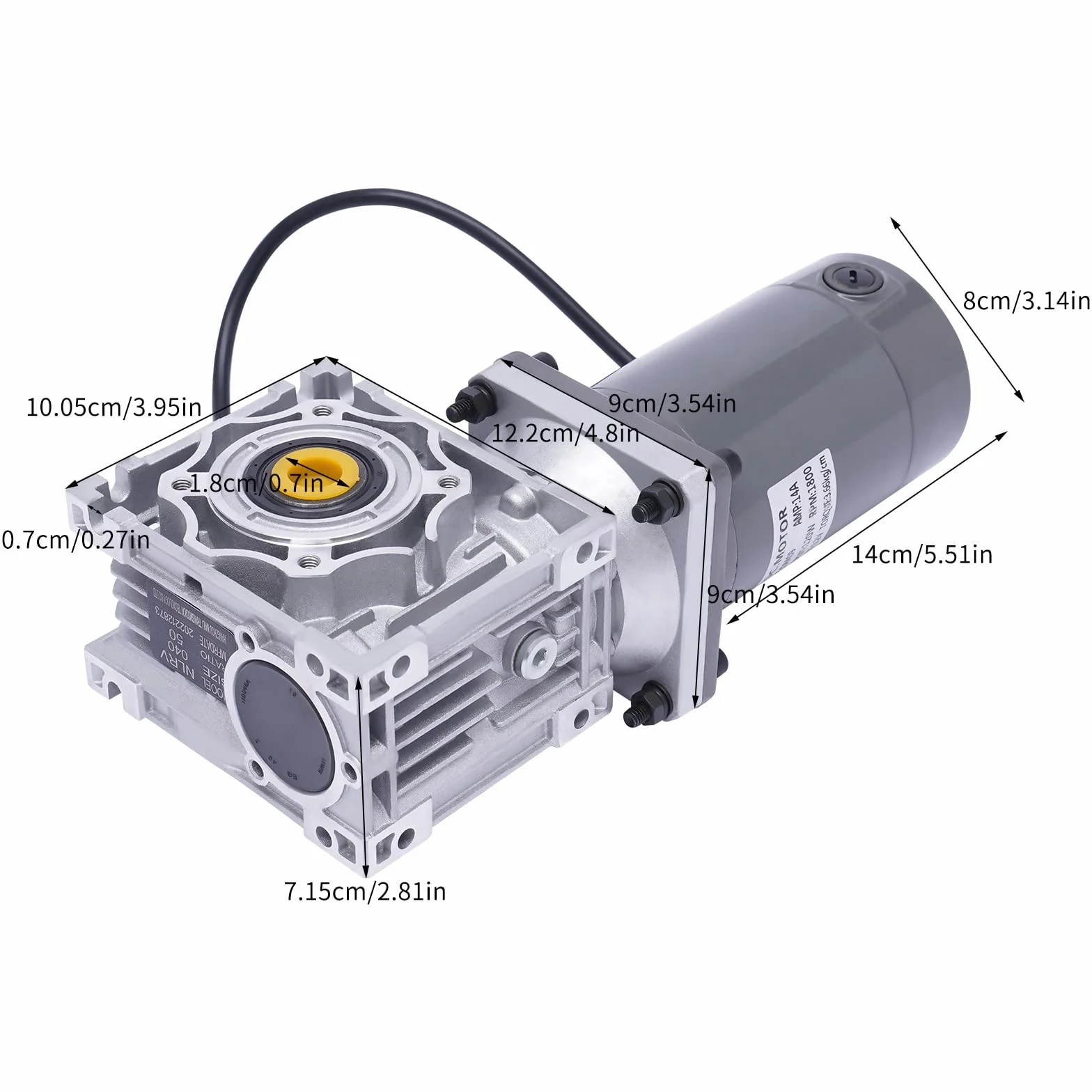 Motor de engranaje de 12 V CC, 120 W RV40, velocidad ajustable en sentido horario/CCW con autobloqueo, para barbacoas automáticas/mezcladores/puertas/ventanas, gris (12 V)