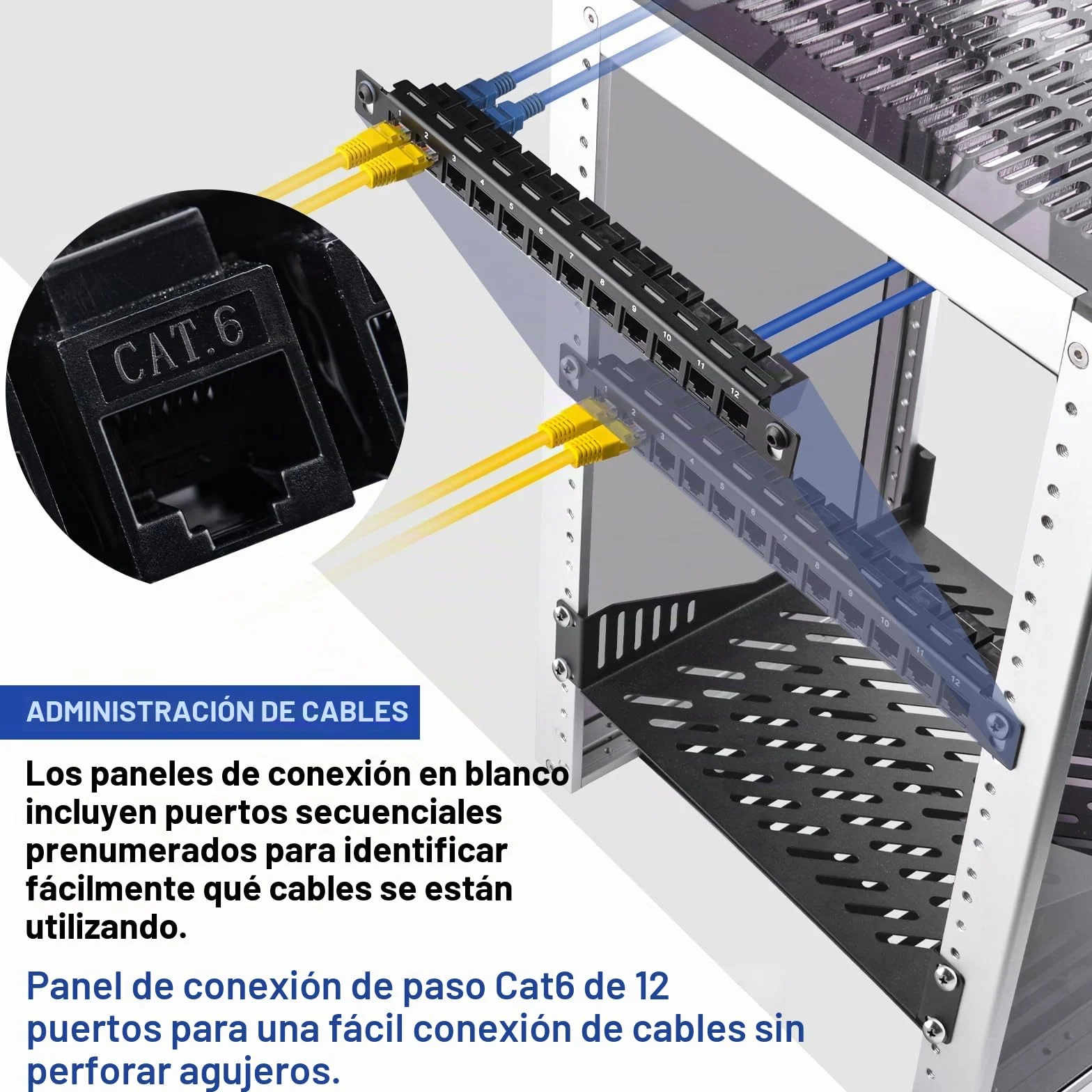 GeeekPi DeskPi Rackmate Panel de Conexión de Red 12 Puertos 0.5U CAT6 Montable en Rack
