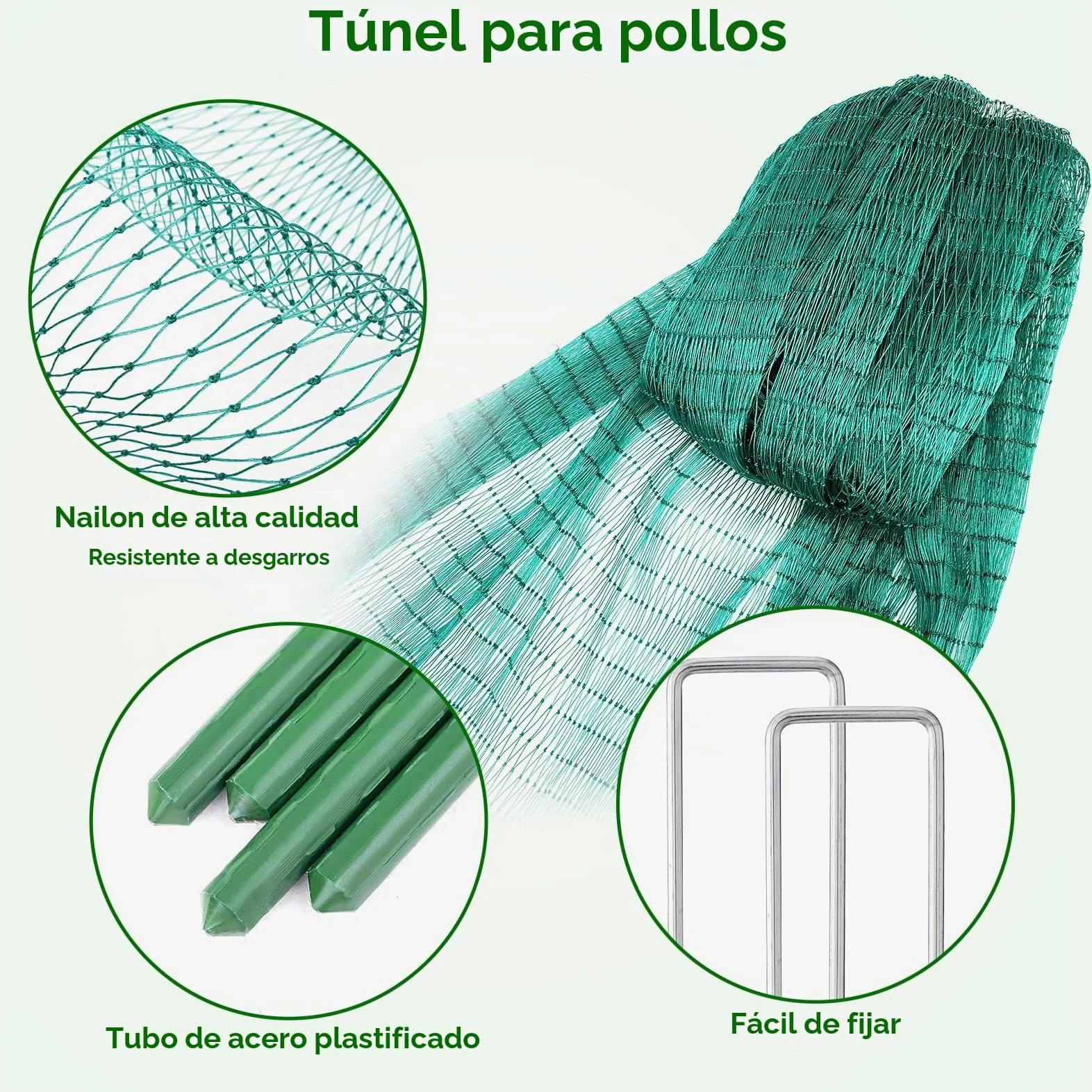 UNIFAMILY Túnel de Pollo, gallinero, 157 x 31 Pulgadas, túneles de Pollo para Patio Exterior, túnel de fácil instalación, Adecuado para Pollos, Patos, Conejos, Grandes, Color Verde