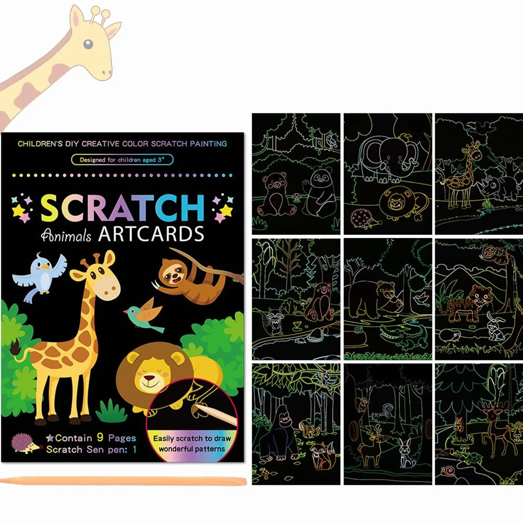 Libros de Arte para Rascar para Niños, Juguetes de Arte Arco Iris, Regalos para Niñas 3-10 Años, Manualidades Tema Unicornio
