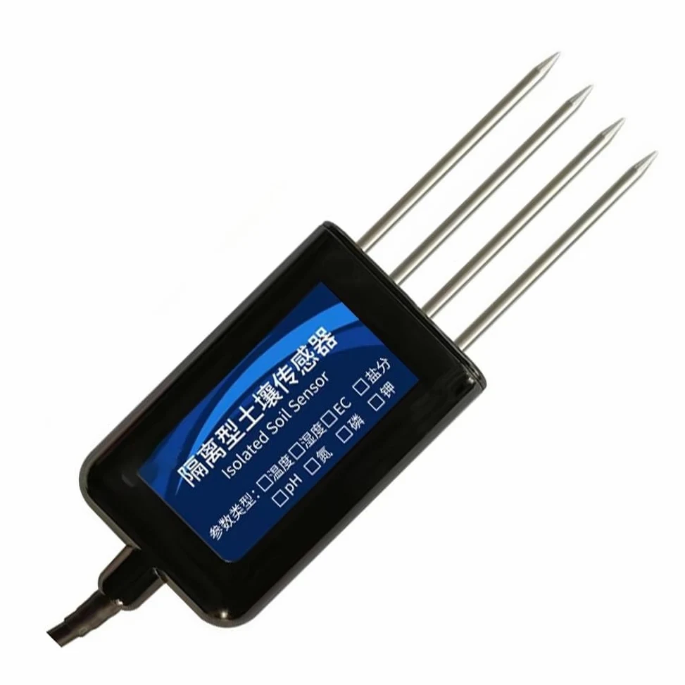 Sensor de suelo aislado, temperatura, humedad, nitrógeno, fósforo, potasio, valor de pH, detector de sal RS485