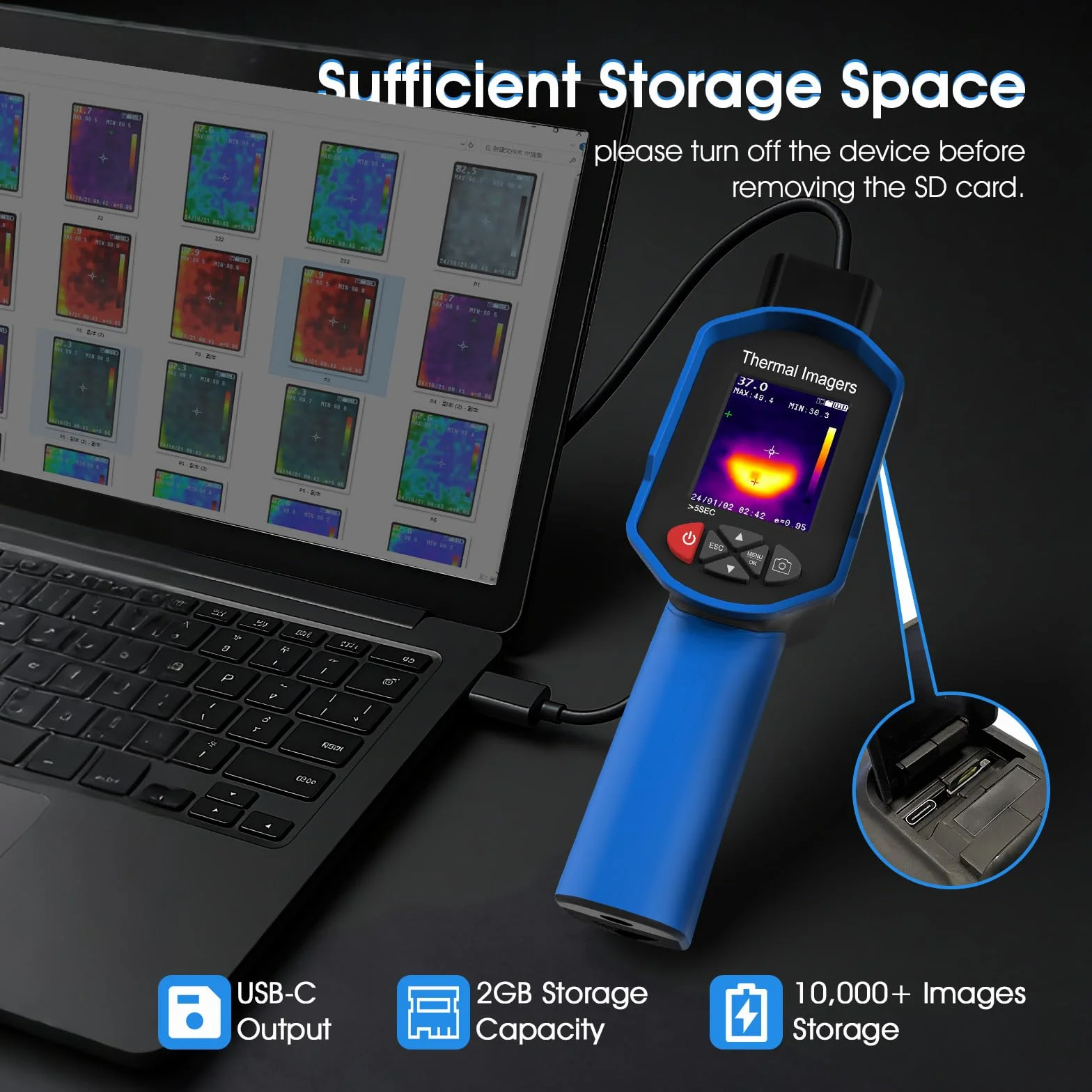 Cámara Termográfica Infrarroja, 32x32 IR Thermal Imaging Camera, -40°C a 330°C, Cámara Infrarroja para HVAC Climatización, Advertencia de Equipos, Inspección de fugas