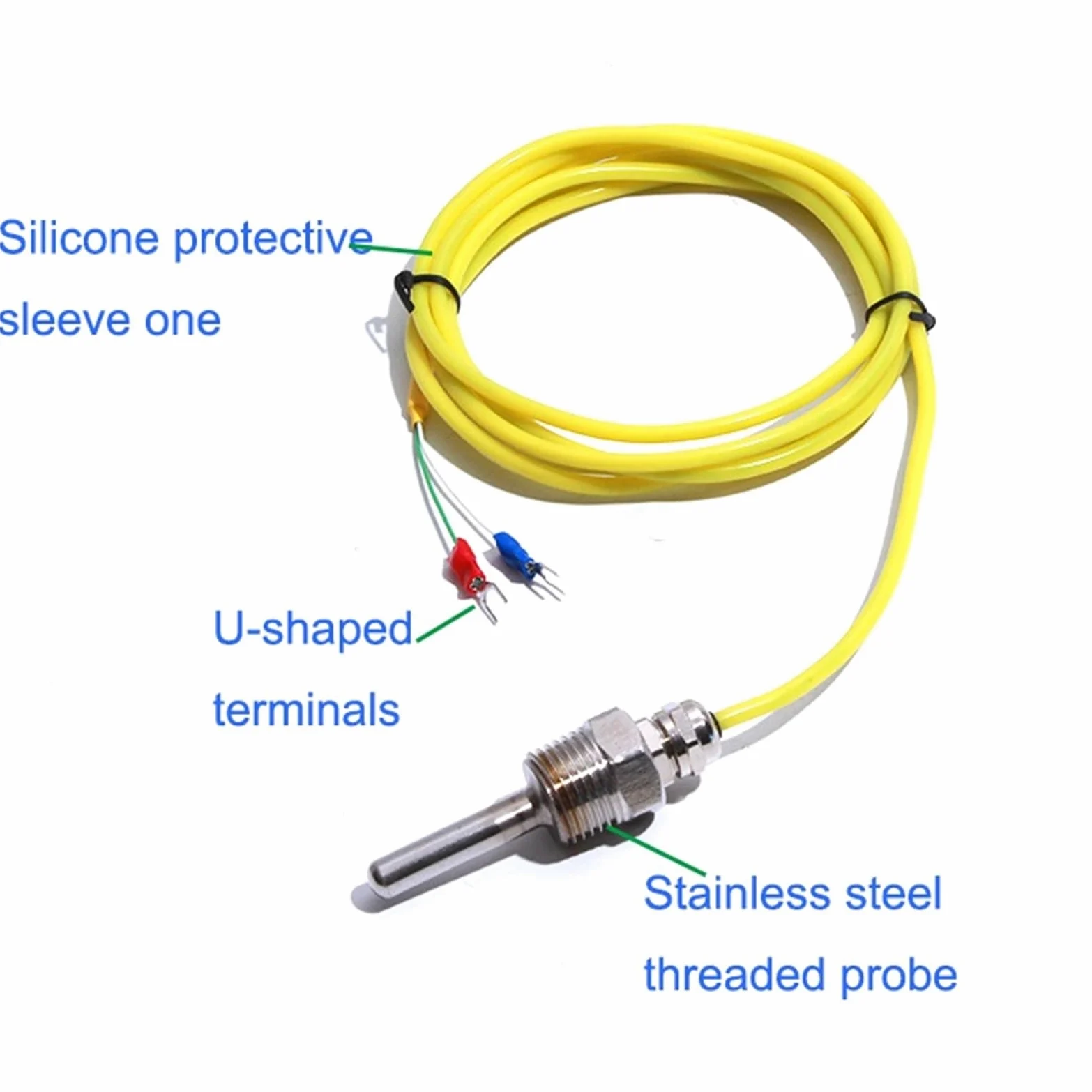 Cable 1-5M Sensor de temperatura tipo K Sonda roscada de acero inoxidable Diámetro del tubo termopar. * L 5mm * 30mm(Wire Lenth 5M)