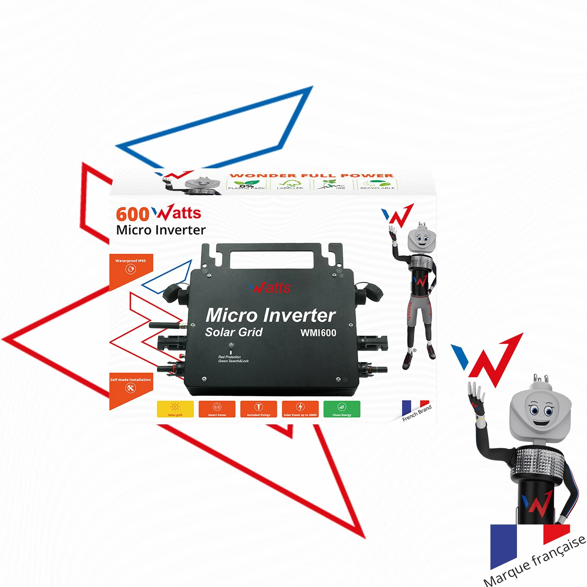 Wonder Full Energy - Microinversor de 800 W, Micro inversor para Red Solar Inteligente, Wi-FI, gestión por aplicación de Smartphone