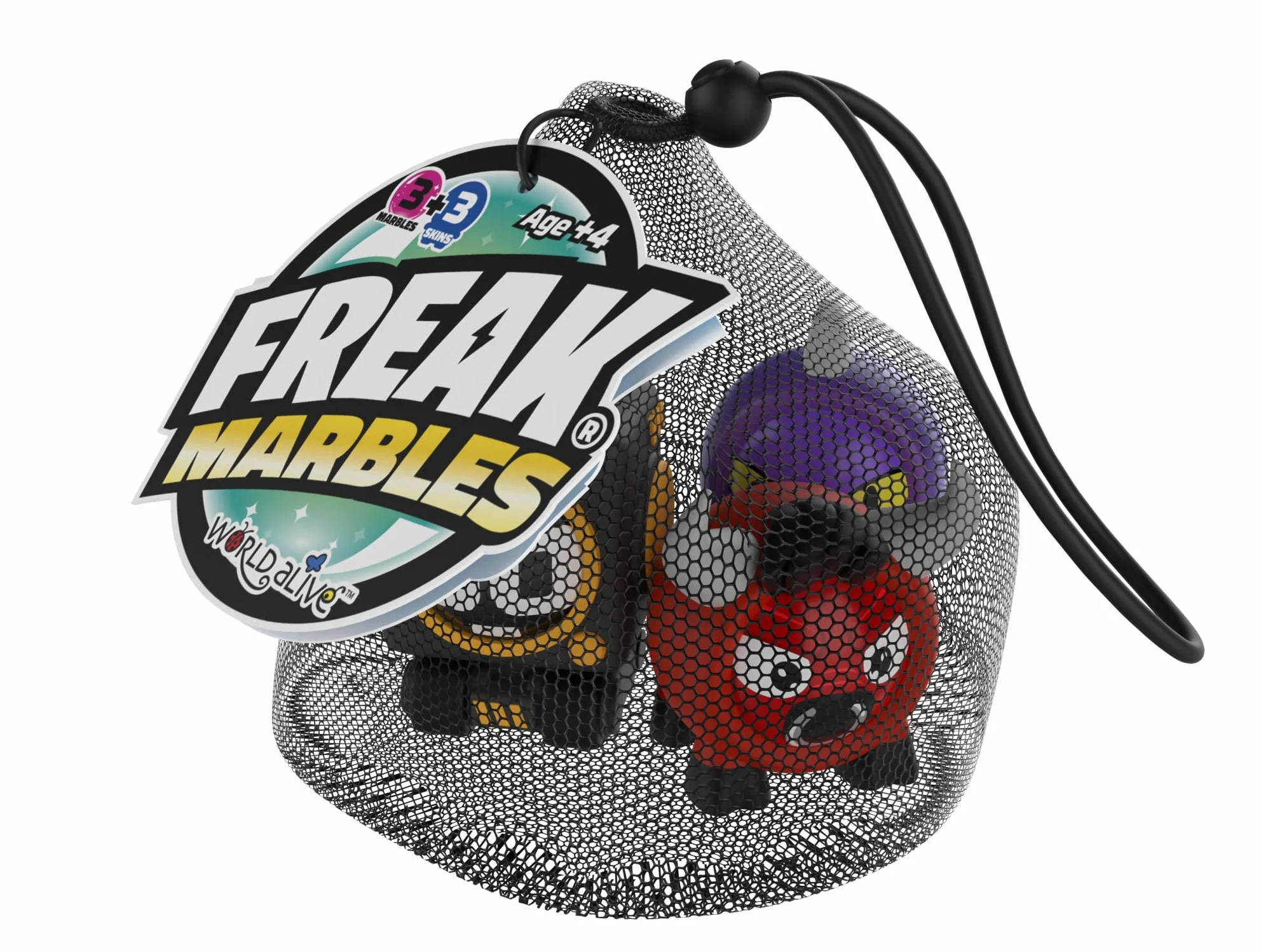Freak Marbles Bolsa de Malla Canicas Monstruosas 3 Diseños Juego Colección Niños 4+