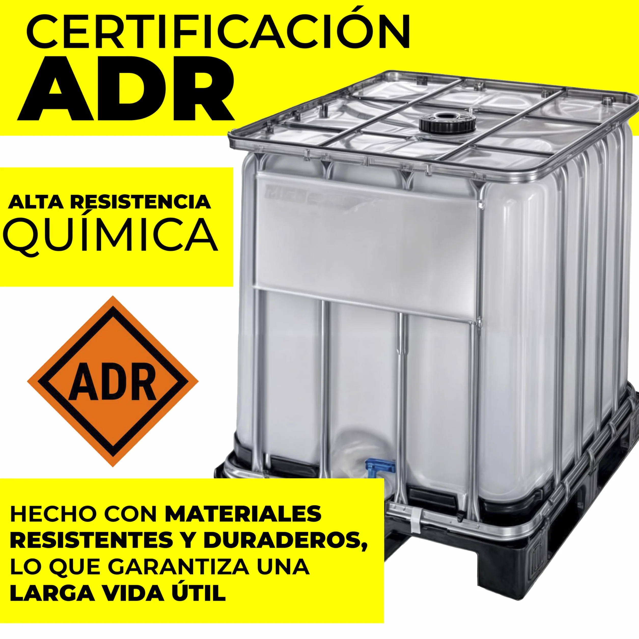 Werit Contenedor Depósito 600 litros con Palet de plástico ADR