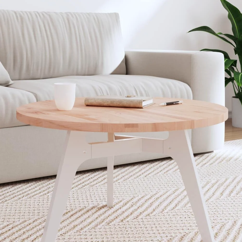 vidaXL Tablero Redondo, Superficie de Mesa Auxiliar, Tablero de Mesa de Centro, Tablero de Muebles de Repuesto, Madera Maciza de Haya Ø70X2,5 cm