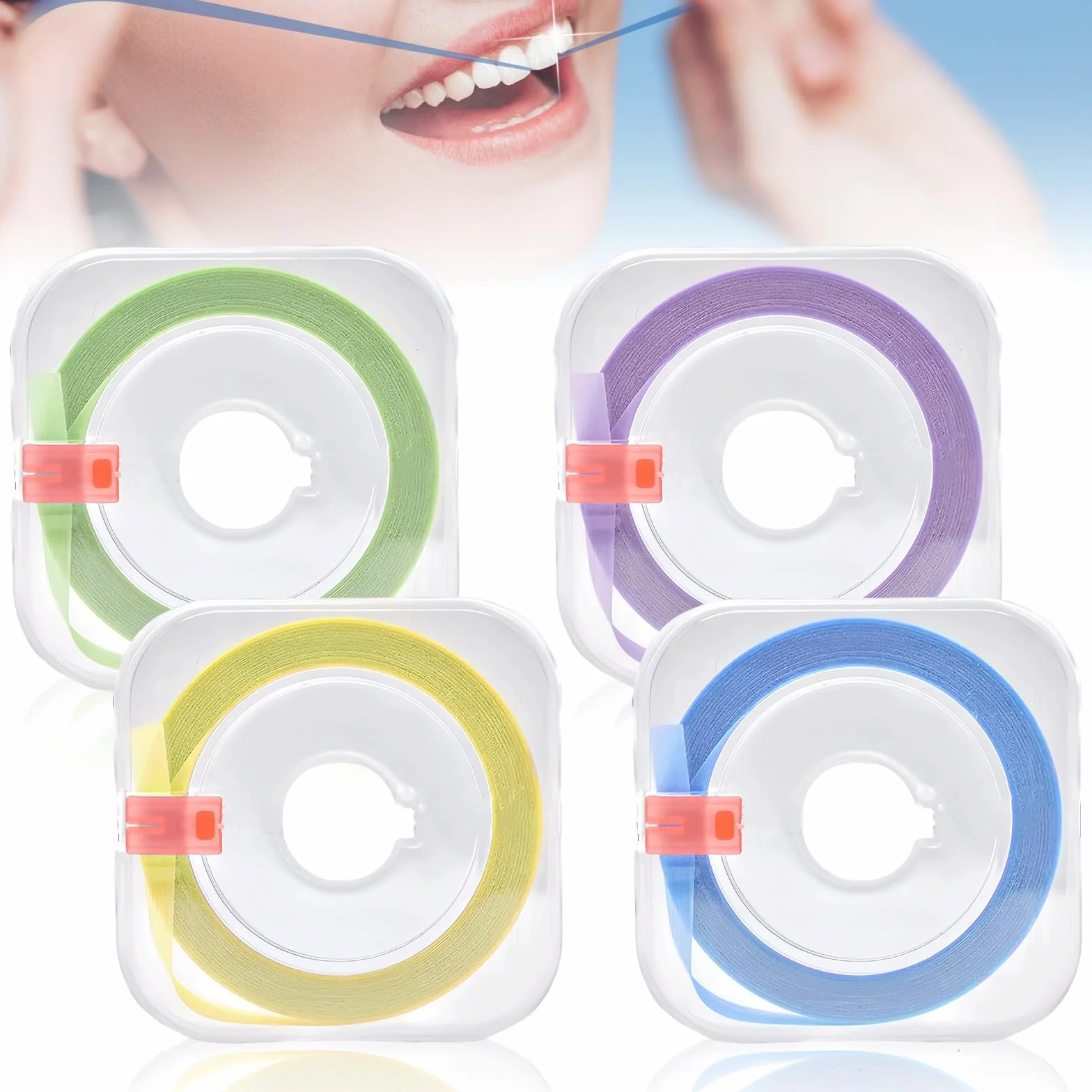 Juego de 4 rollos de papel de lija dental: tiras de pulido dentales portátiles, herramientas de lijado interdental para pulir dientes