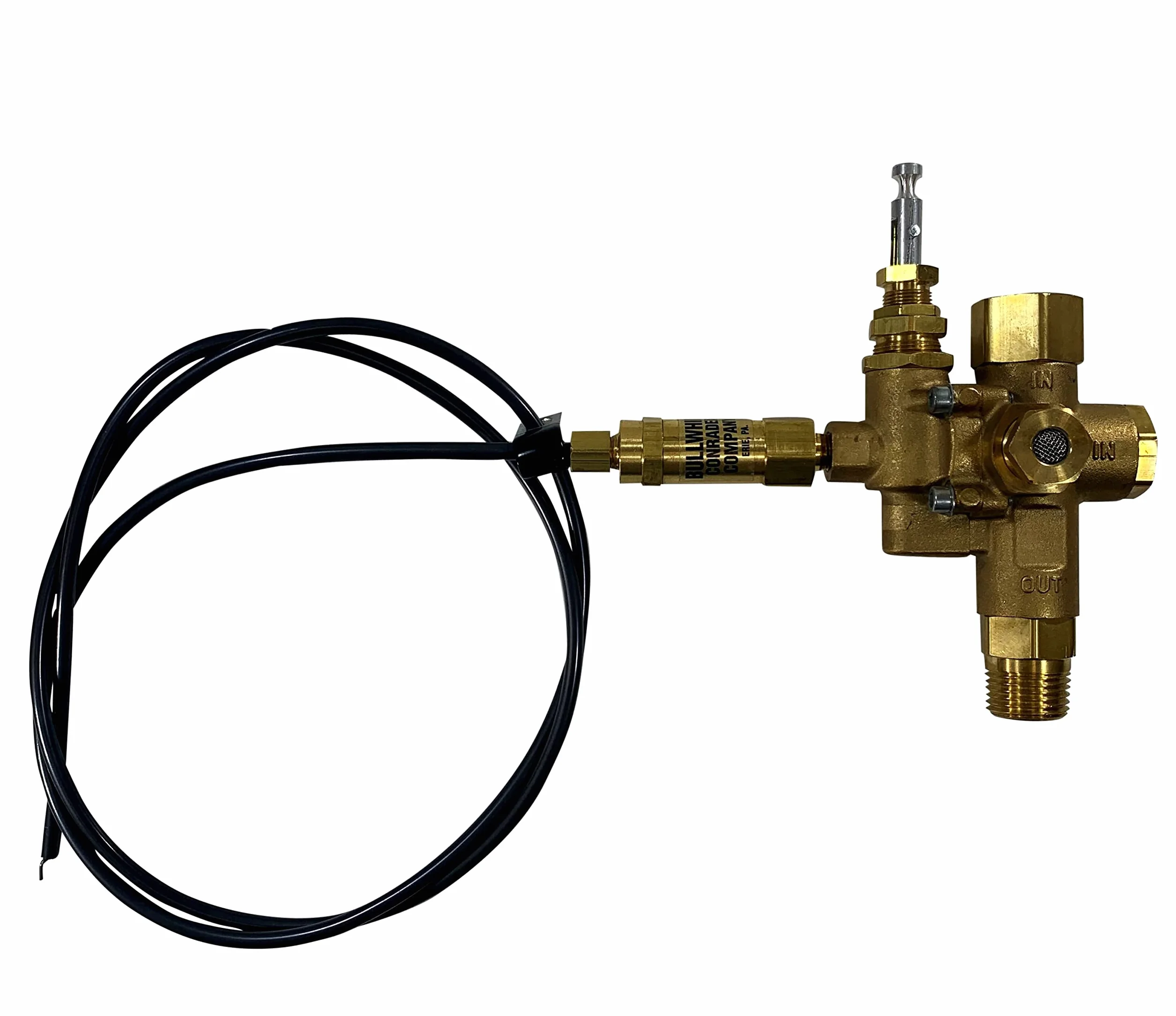 Válvula de retención piloto de descarga de entrada superior NPT de 1,27 cm, todo en uno, más cable de control del acelerador para compresores de aire de gas de 6,5 HP y inferiores (125-150 PSI, cable