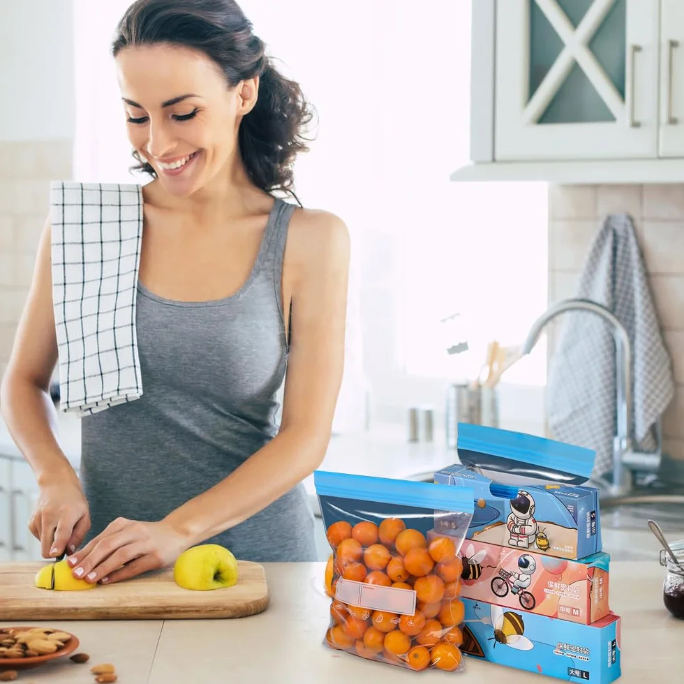 Bolsas de congelador reutilizables con cierre a presión, transparentes, doble sellada, sin BPA, para alimentos y sándwiches (3 tamaños)