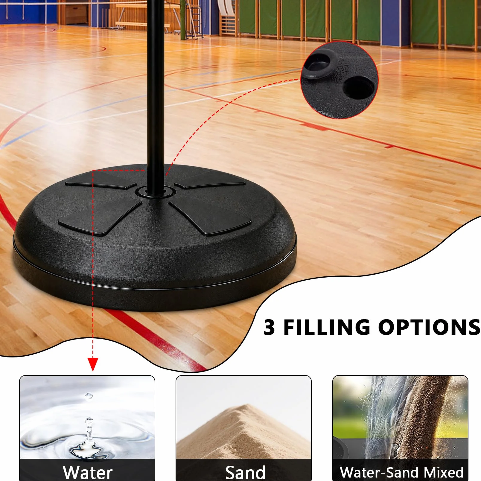 Canasta de baloncesto 2 en 1 exterior con diana, altura ajustable 118-140 cm