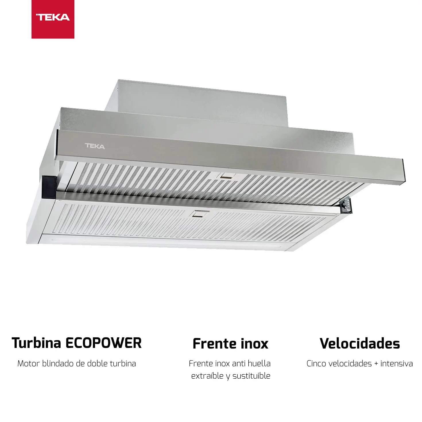 TEKA Campana Extractora Extensible 60 cm Motor EcoPower 5+1 Velocidades LED Acero Inoxidable Anti Huella CNL 6815 PLUS