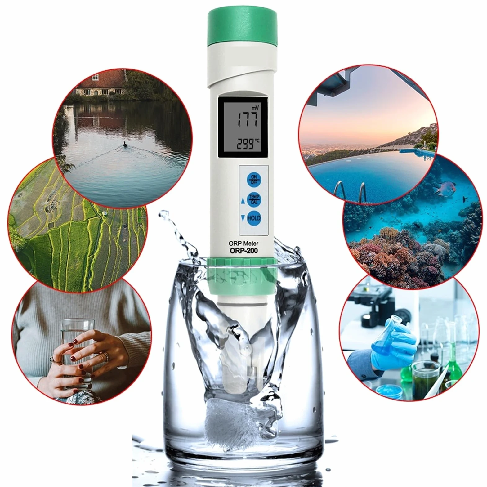 Medidor digital de ORP, pH y TDS, medidor temperatura, resistente al agua con calibración automática, portátil, COM-80/100/200/300/360, Monitor técnico