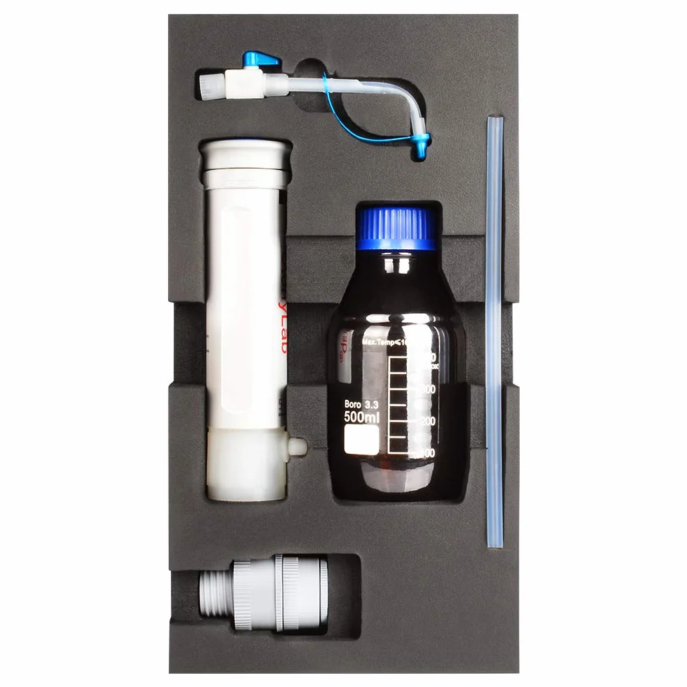 stonylab Dispensador de Laboratorio, Dispensador de Tapas de Botella Ajustable Autoclavable con Botella Reactivo de Borosilicato de 500ml y Adaptador, Bottle Top Dispenser para Laboratorio, 5-30ml