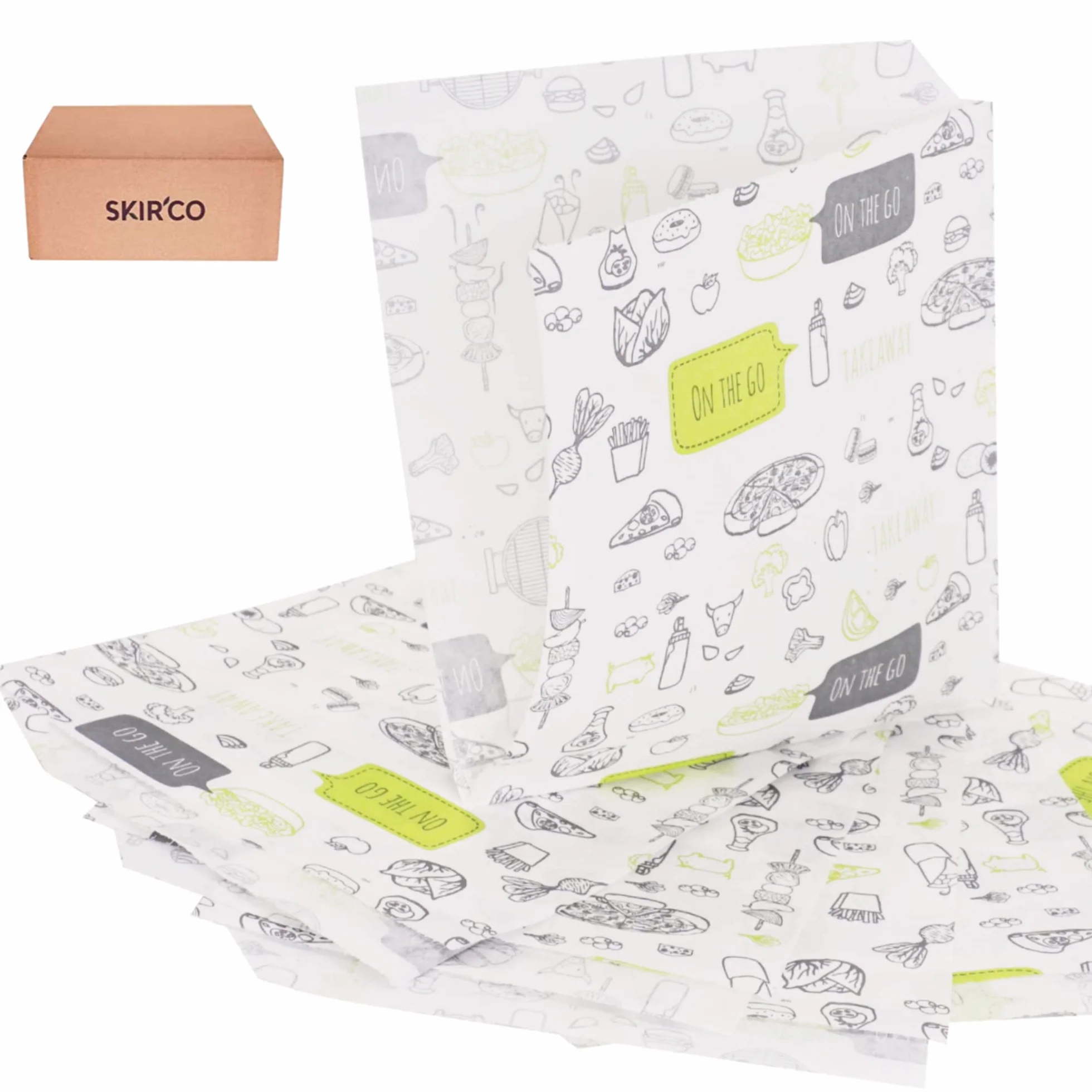 SKIR'CO Bolsas de papel para envasado de alimentos 13 x 13 cm a prueba de grasa 750 piezas