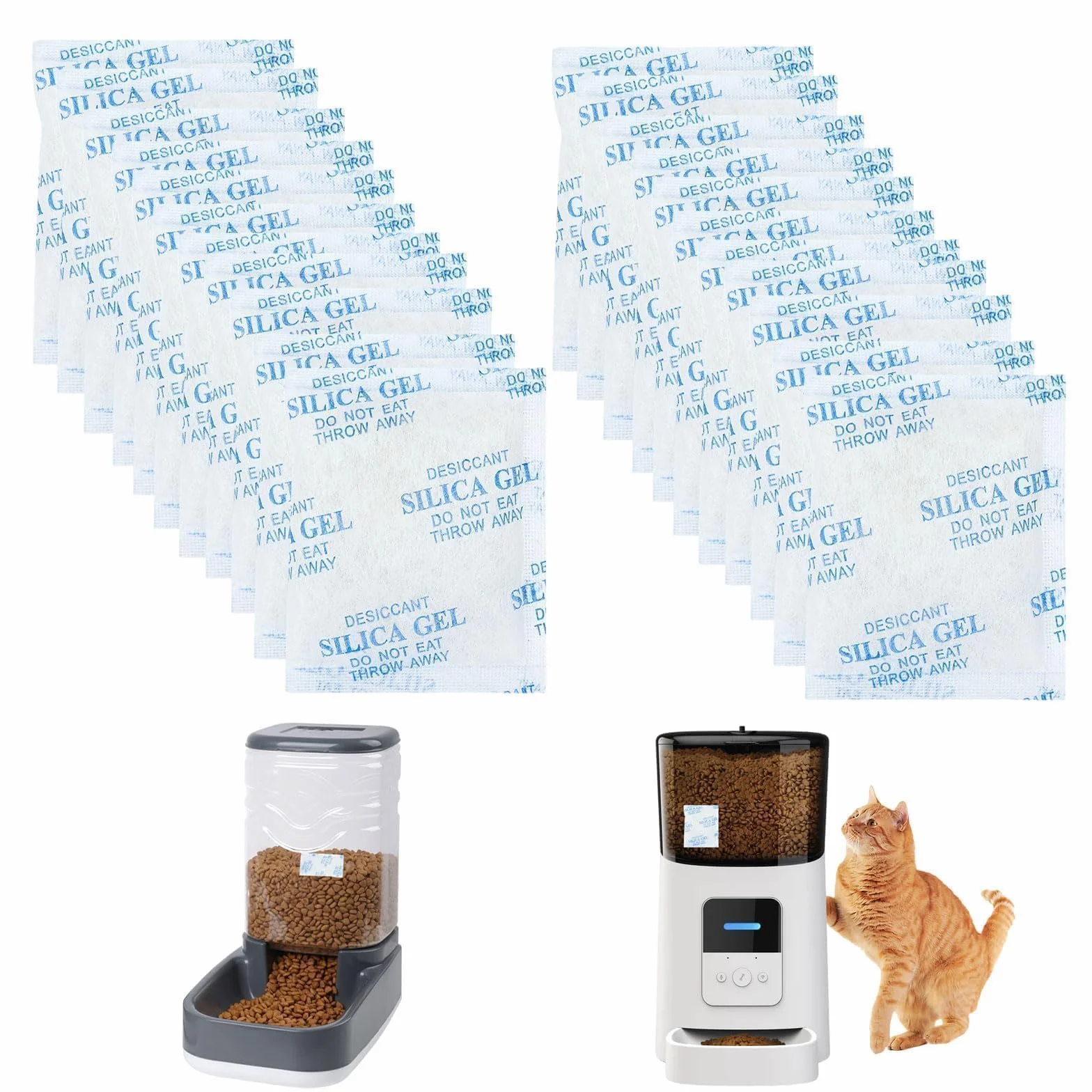 Bolsas de Gel de Sílice 25 g x 22 Piezas Desecante Recambio para Comedero Automático