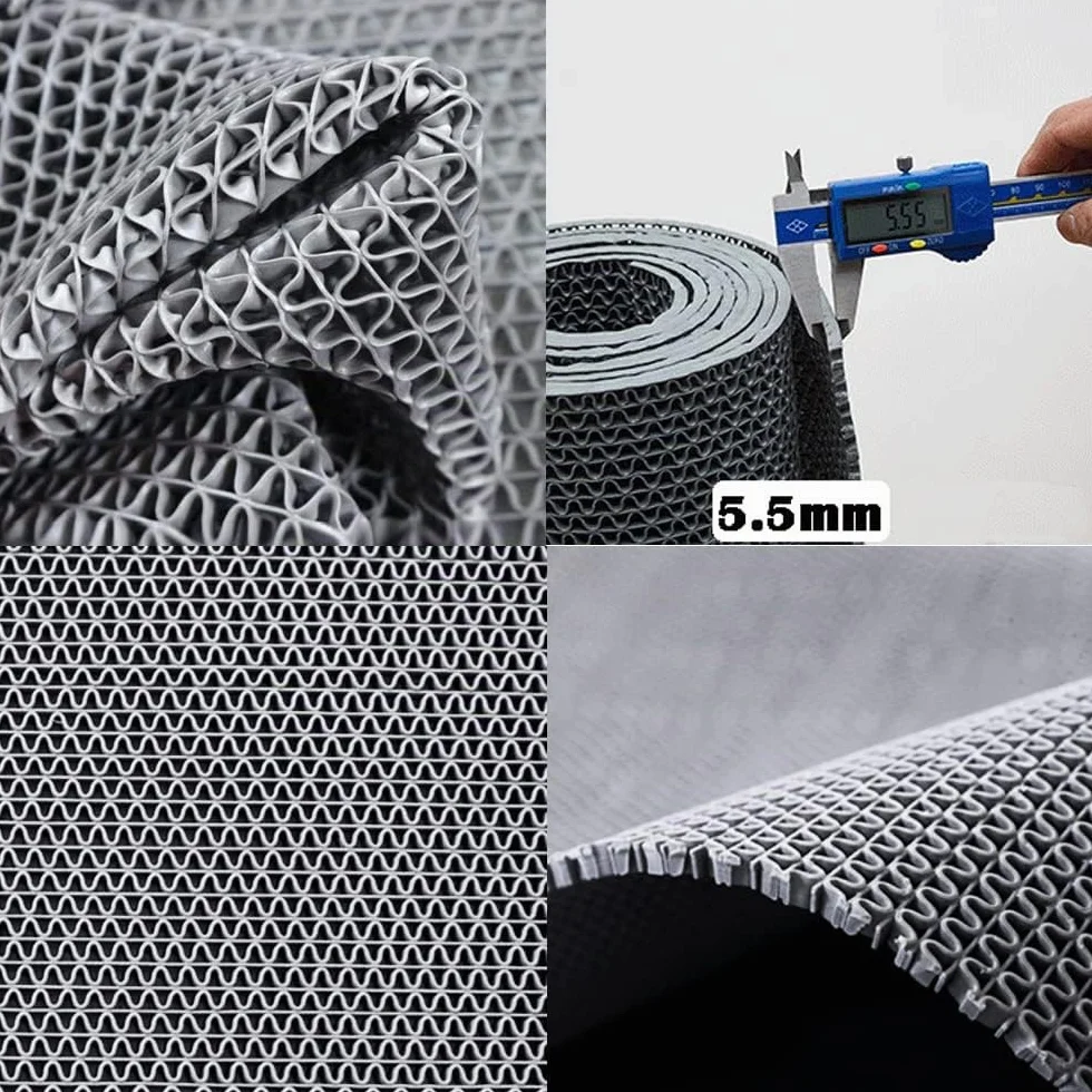Drenaje antideslizante,Alfombrillas de goma para suelo (90x300 cm, 5.5 mm de grosor, huecas para zona húmeda, pasillo, impermeable, en forma de S, gris, antideslizante, para bar, restaurante