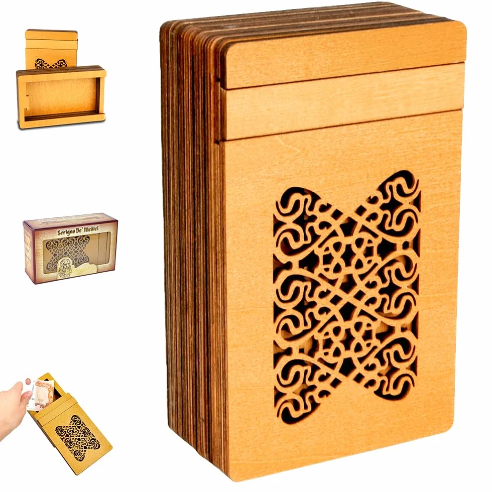 Logica Juegos Cofre de' Medicis Rompecabezas de Madera Caja Secreta Dificultad 5/6 Colección Leonardo da Vinci