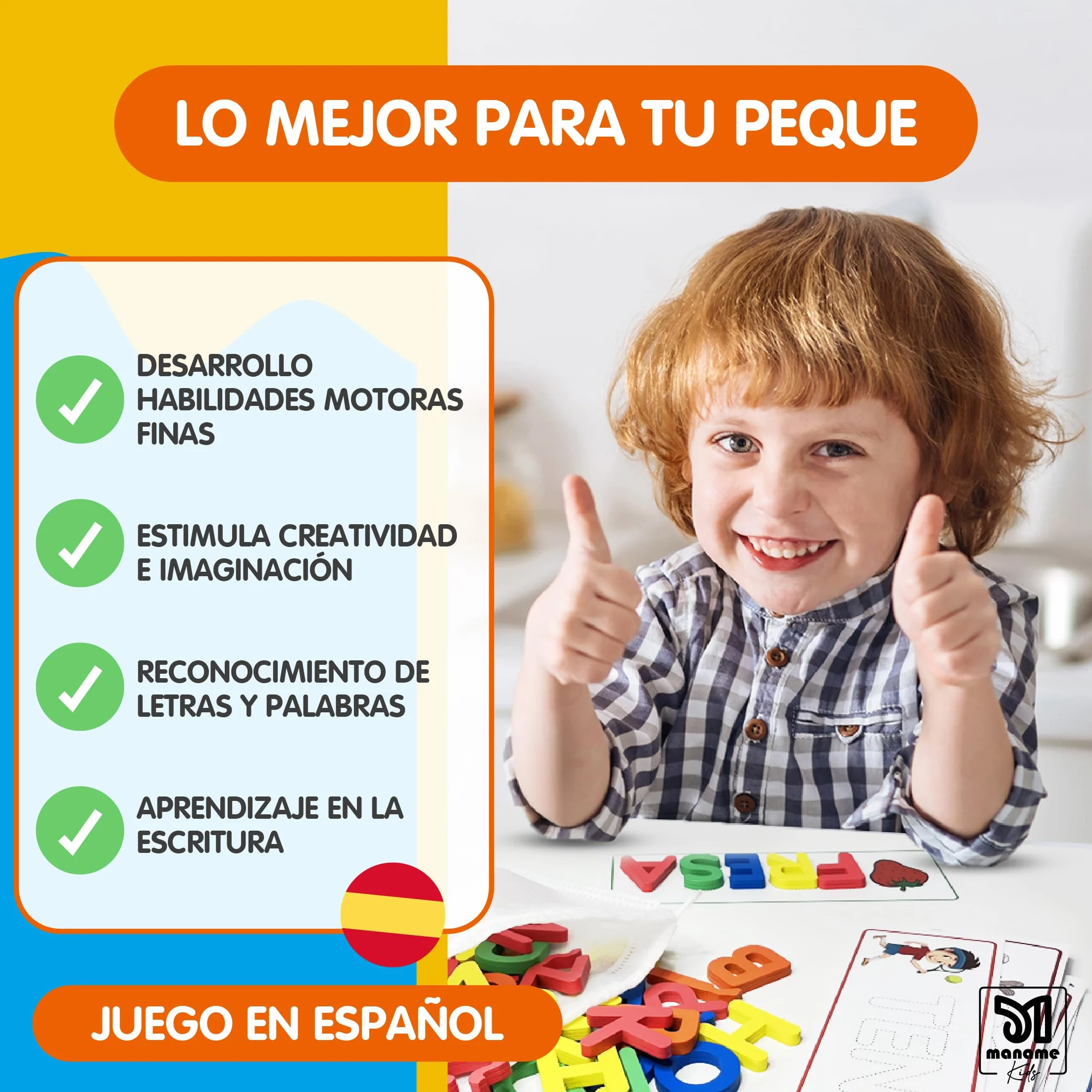 Juguetes Educativos Montessori Niños 3-6 Años Alfabeto Tarjetas Letras Madera Aprender Leer Escribir
