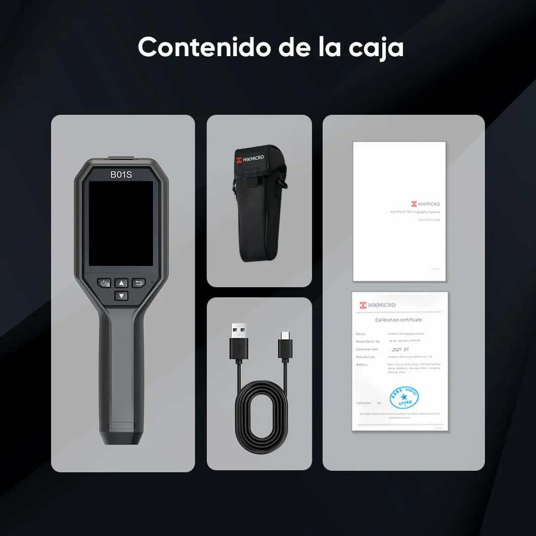 Cámara termográfica WiFi HIKMICRO B01S, con una resolución IR de 256x192, 25 Hz, cámara térmica, pantalla LCD de 3,2" con resolución 640x480, cámara termográfica infrarroja portátil de 49152 píxeles