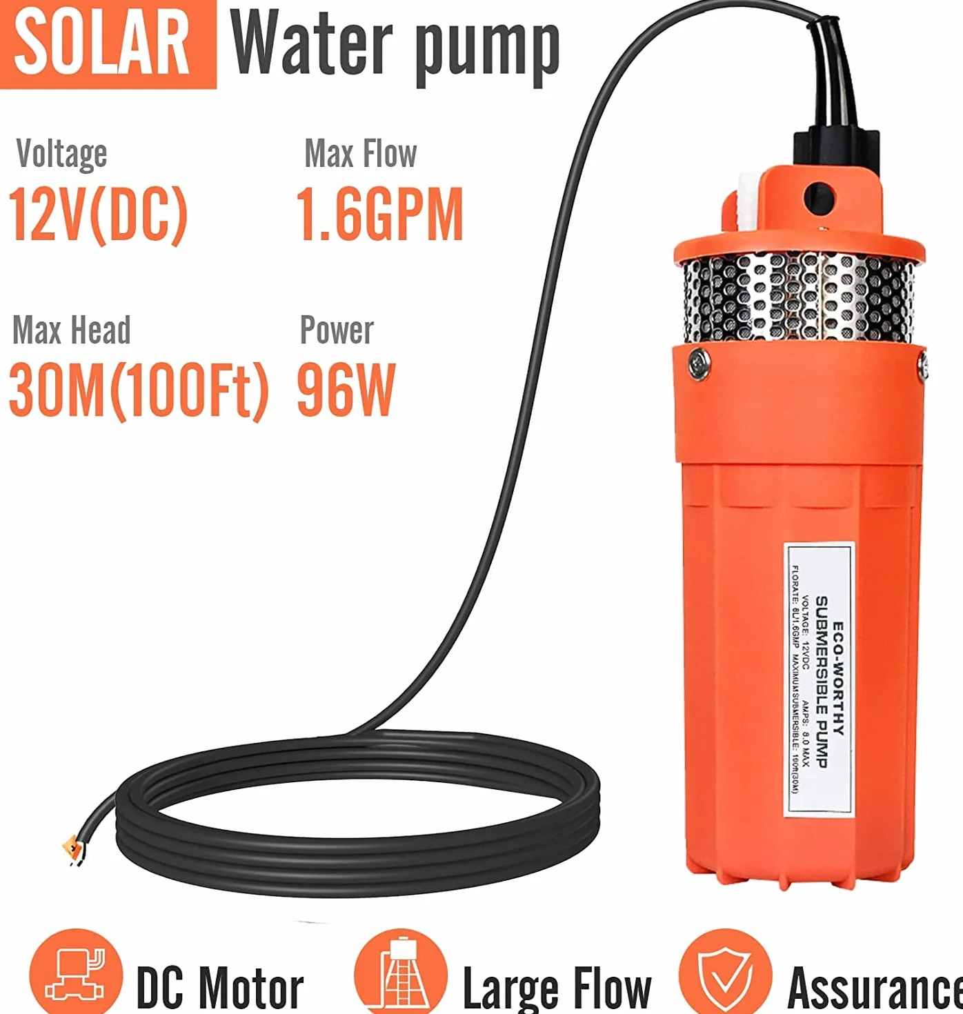 DCHOUSE Sistema de kit de bomba de agua solar, panel solar de 120 W + bomba de pozo sumergible de 12 V + caja de batería de 10 AH para riego-ENTREGA en 2 paquetes