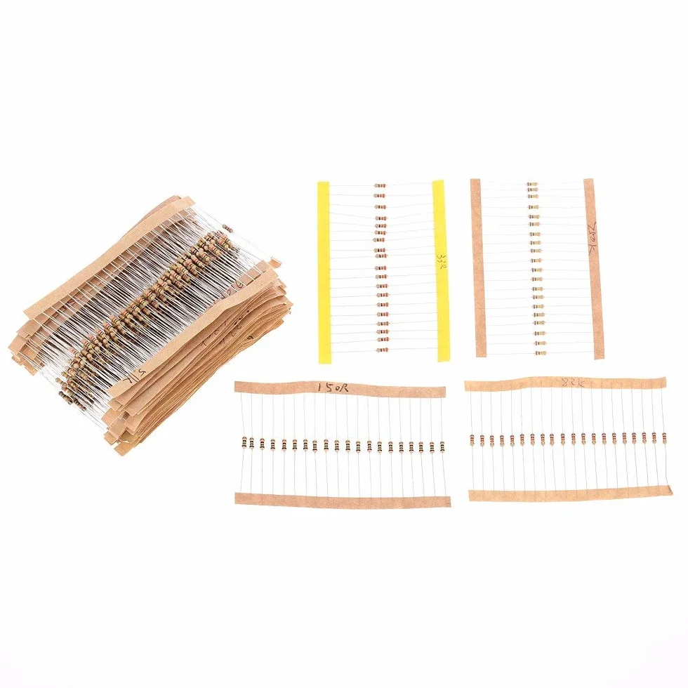 ARCELI Juego de Surtido de resistores de película de Carbono 60pcs 1/4W 1 ohm-1M ohmio 43 valores