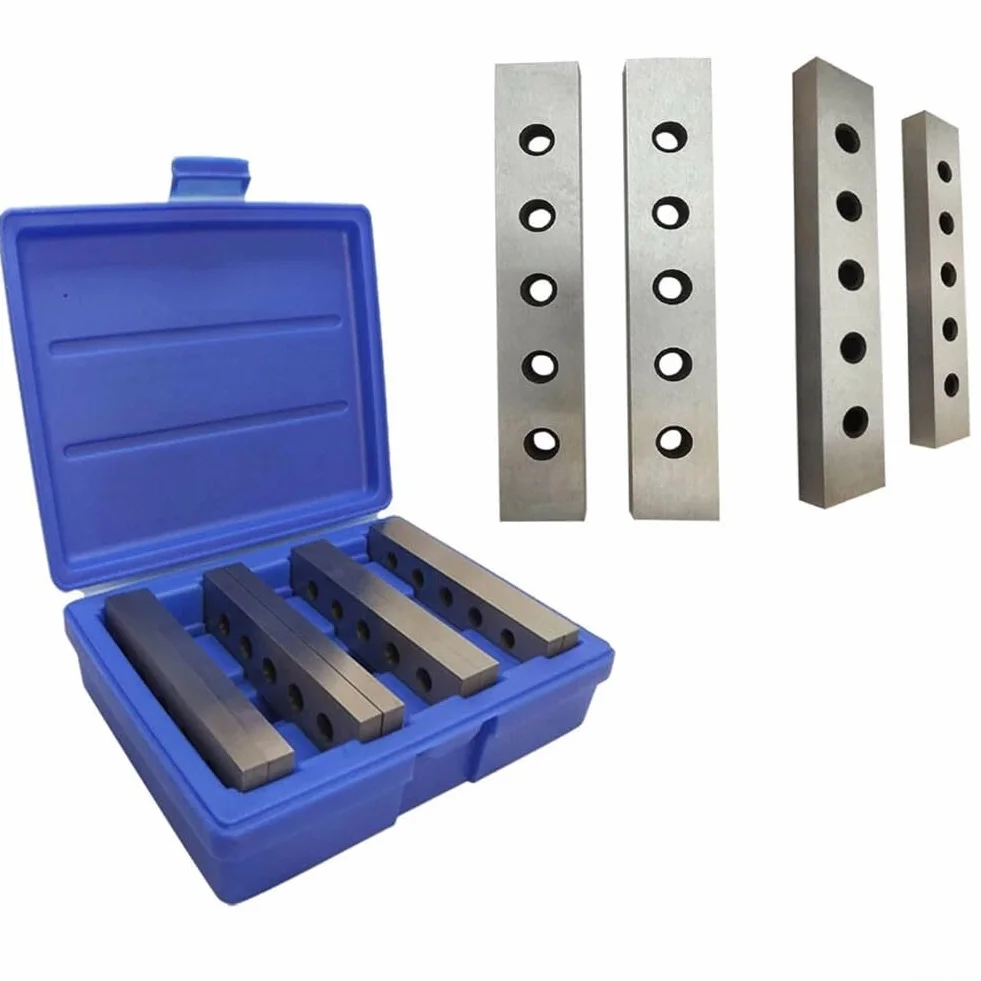Juego de 4 pares de 4 pares de bloques cuadrados de acero de precisión con agujeros de montaje para diseño de metalurgia