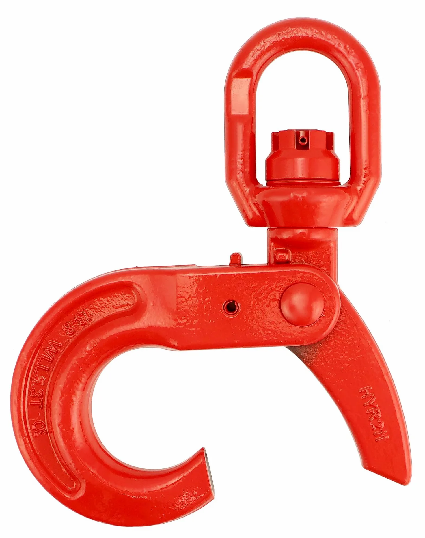QWORK Gancho giratorio de acero forjado de grado 80, gancho de seguridad, gancho de elevación de 10000 libras, gancho de bloqueo fuerte forjado en gota, ojos giratorios grandes de 1,27 cm, acabado