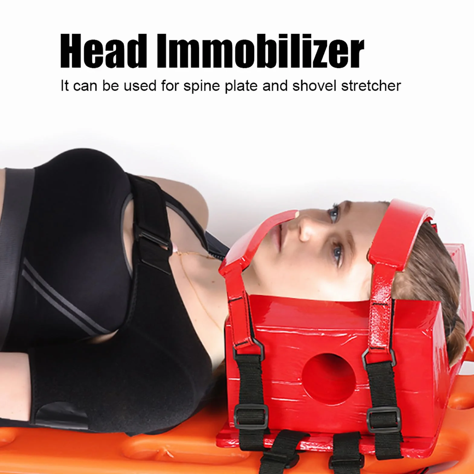 Topyond Inmovilizador De Cabeza De Tablero De Columna Vertebral, Algodón NBR, Para Tablero Trasero Inmovilizador De Cabeza De Emergencia Médica Universal EMS EMT Con Correas Ajustables