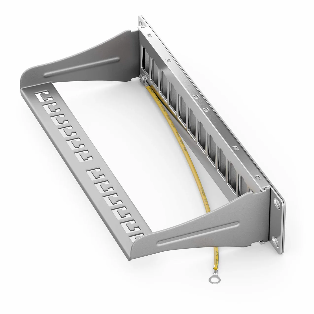 deleyCON Panel Patch 12 Puertos Modular Keystone 1 HE 10" Montaje Rack Compatible CAT6 CAT7 CAT8 LAN Gris