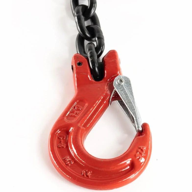 Cadena colgante de 4 hebras, 8 mm x 2,5 m, con gancho de horquilla y gancho de acortamiento, cadena de tope de alta resistencia, cadena de grúa, ejecución robusta, cadena de grado 8 para