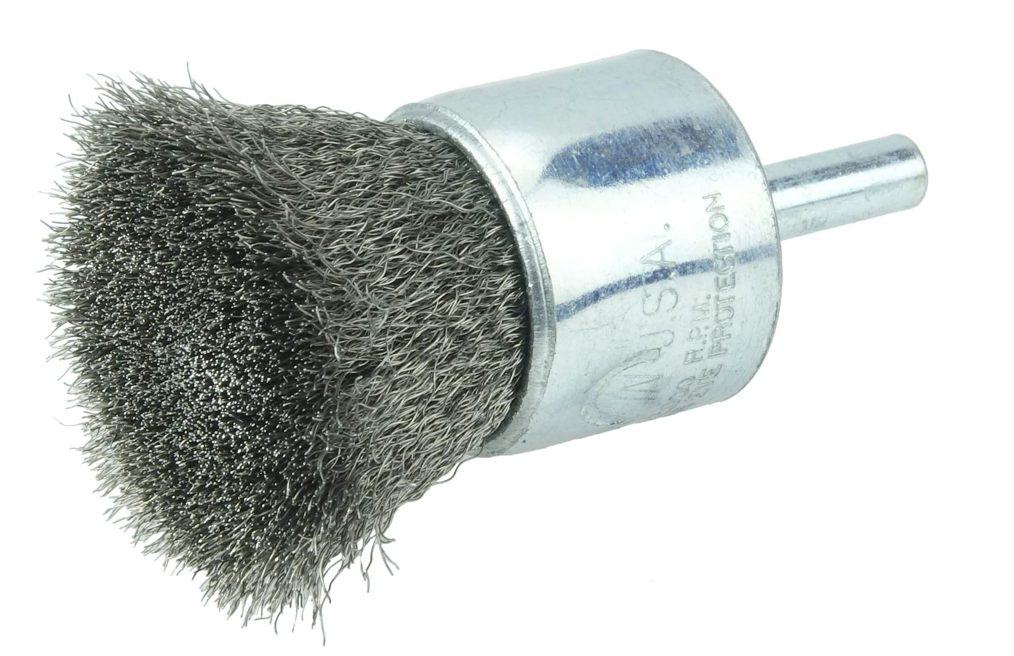 Weiler 36285 Wolverine Cepillo de extremo de alambre ondulado de 1 pulgada, relleno de acero inoxidable de 6 pulgadas, vástago de 1/4 pulgadas