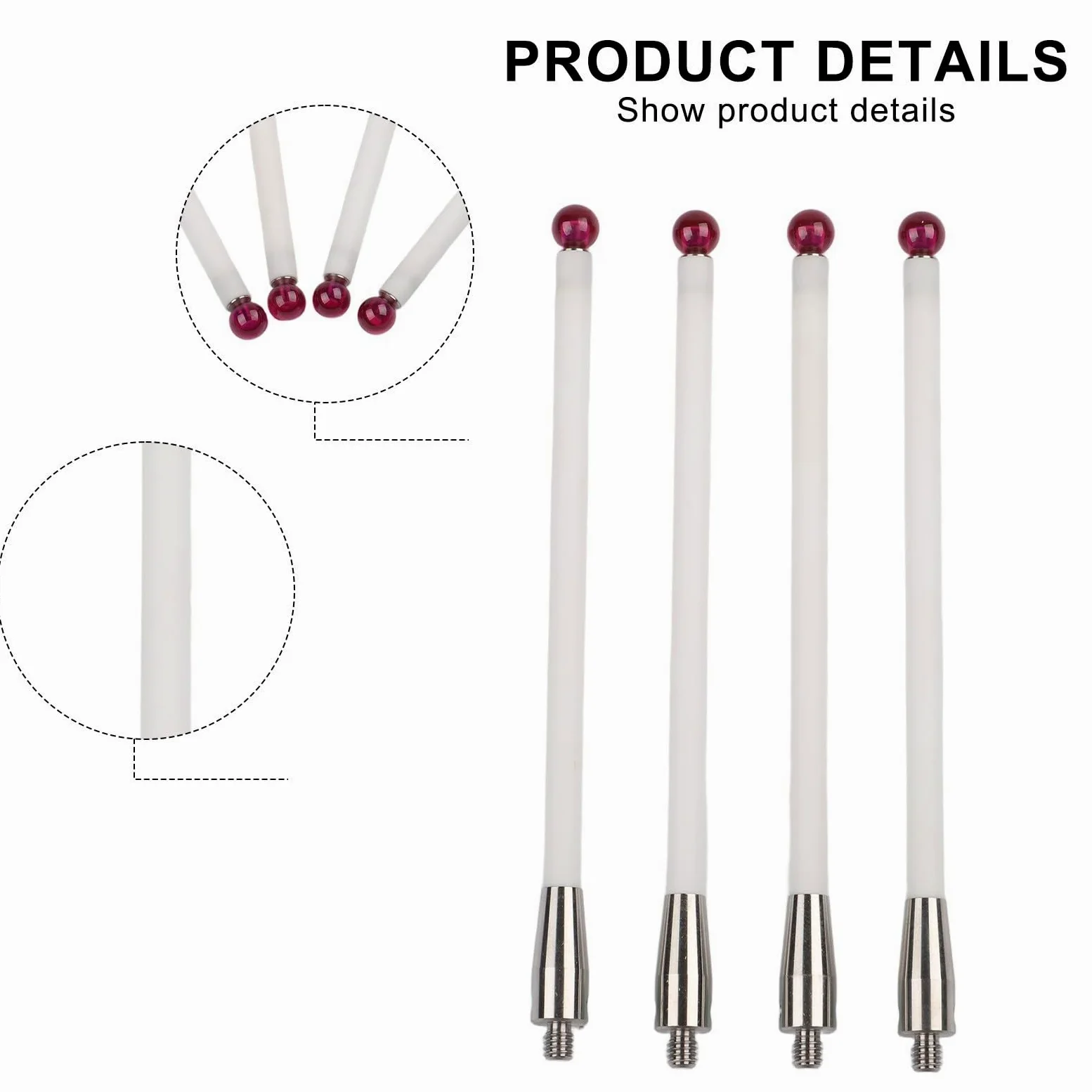 Ball Probe Stylus A-5000-3712 - Punta de cerámica de 6 mm, punta de 100 mm de longitud para tareas de inspección de agujeros profundos