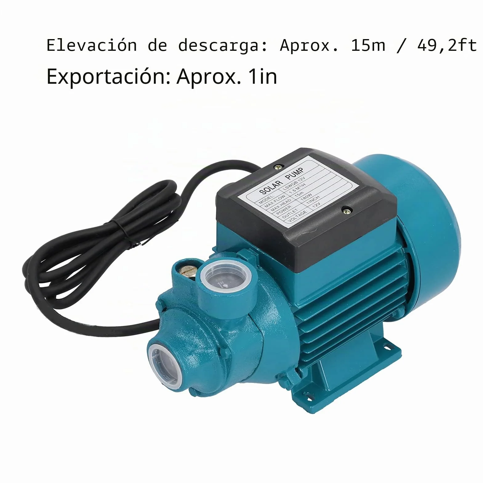 Bomba de Agua DC12V 180W, Micro Bomba Eléctrica de Flujo Máximo 15M, con de Enfriamiento y Acuario, Ideal para Sumidero Horizontal