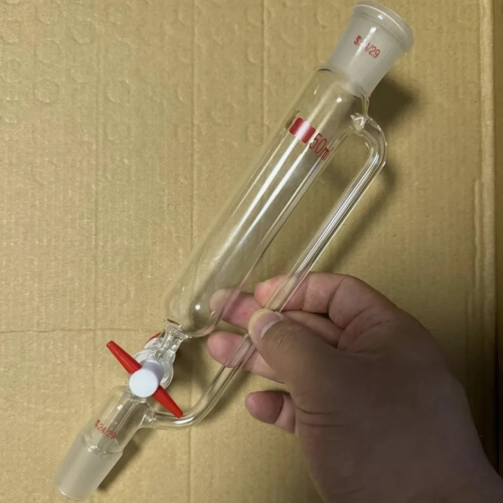 Cristalería de Laboratorio Embudo de vidrio de laboratorio de 10 ml a 1000 ml con boca estándar y tapón cilíndrico de separación por goteo.(1000ml 24x24)
