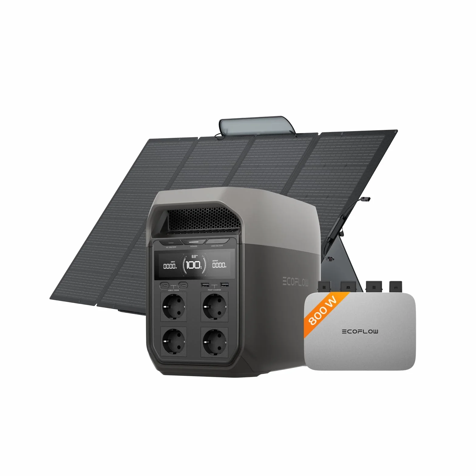 EF ECOFLOW Kit solar de balcón PowerStream, microinversor WiFi de 800 W conectado a la red, estación eléctrica portátil Delta 3 1024 Wh con panel solar plegable de 400 W, control por aplicación