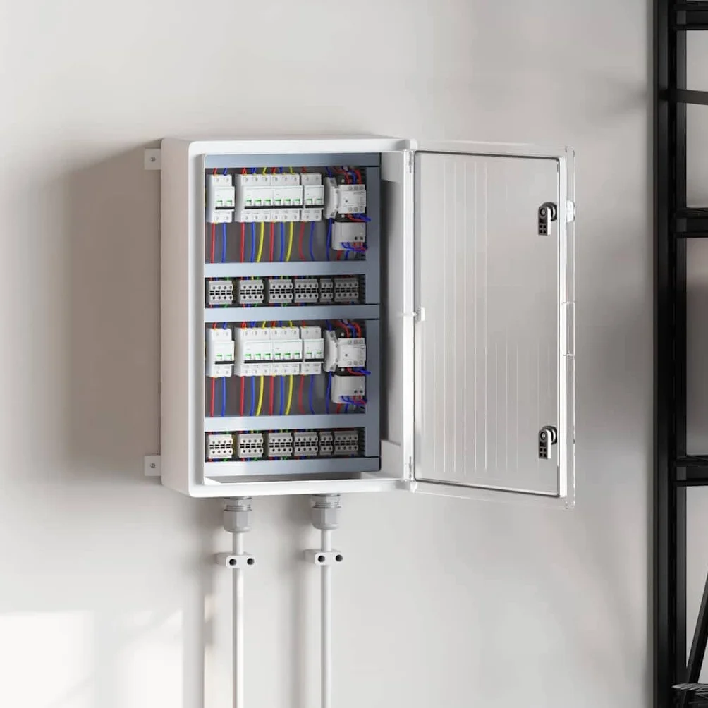 vidaXL Armario de Control Gris 47 x 20 x 50 cm Plástico ABS, Gabinete Moderno, solución Duradera para Herramientas, Organizador Elegante para Espacios Interiores y Exteriores