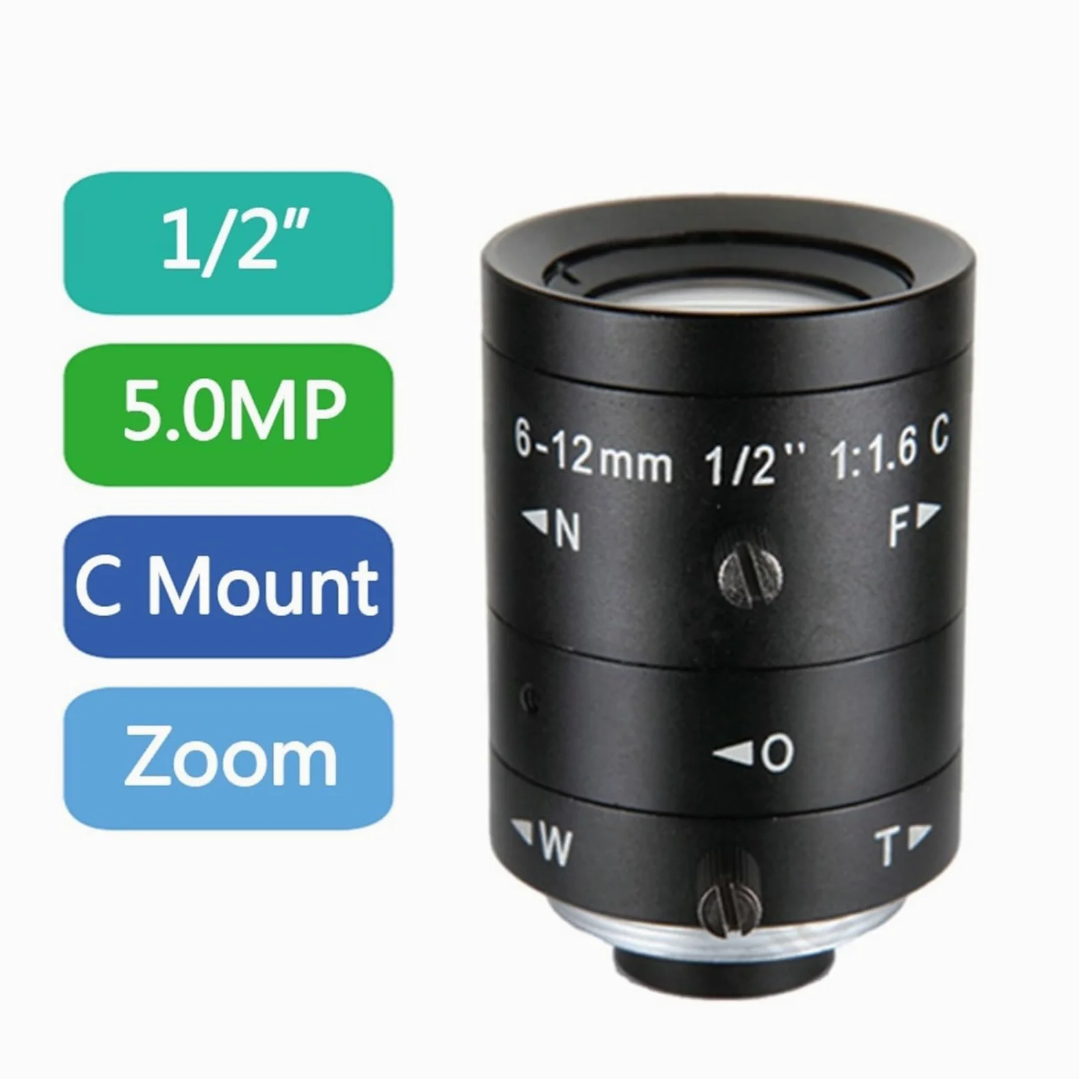 Cámara para Microscopio, HD 5MP Zoom 6-12mm Lente Industrial con Montura C Sin distorsión de cámara