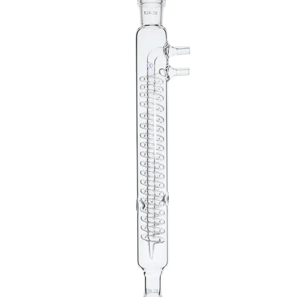 Tubo condensador de reflujo de vidrio de borosilicato, bobina de 200/300/400mm 24/29, experimento químico de cristalería de laboratorio(Size:400mm)