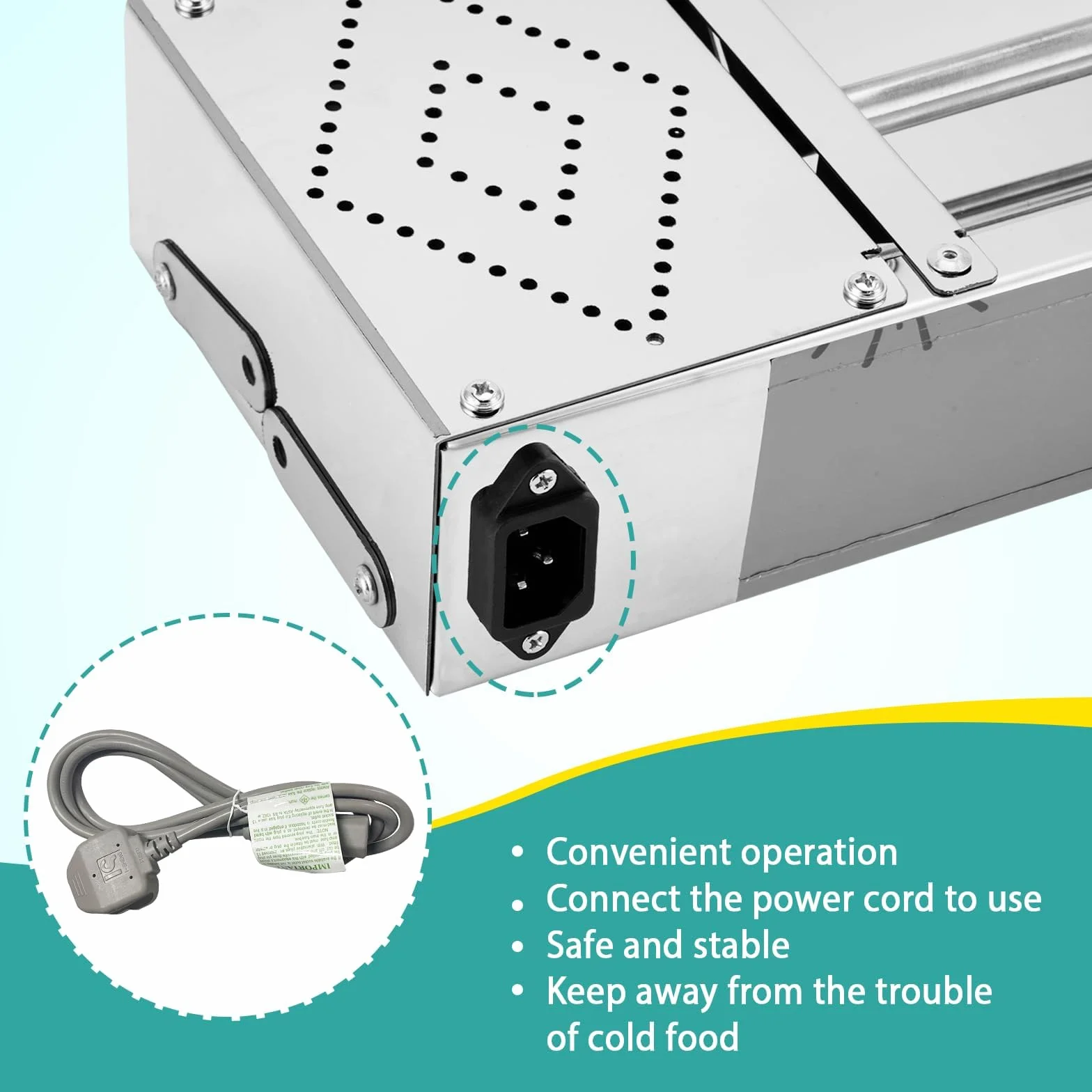 Lámpara calefactora para alimentos 650 W con temperatura ajustable 30-100 ℃ y pantalla digital
