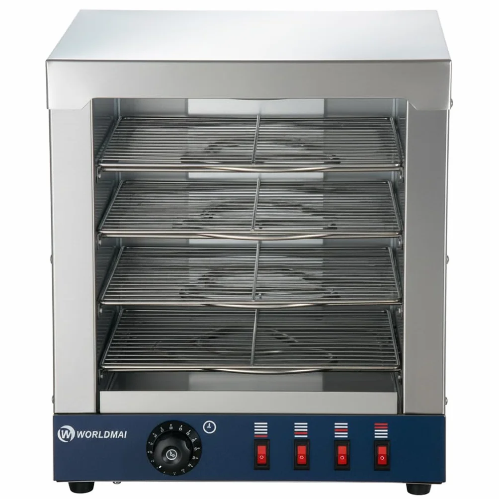 MBH – Horno Tostador Eléctrico WORLDMAI Profesional INOX de 4 pisos para Hostelería. Horno para Pizzas, Paellas y Bocadillos, Ideal para Bar, Restaurante y Pizzerías.