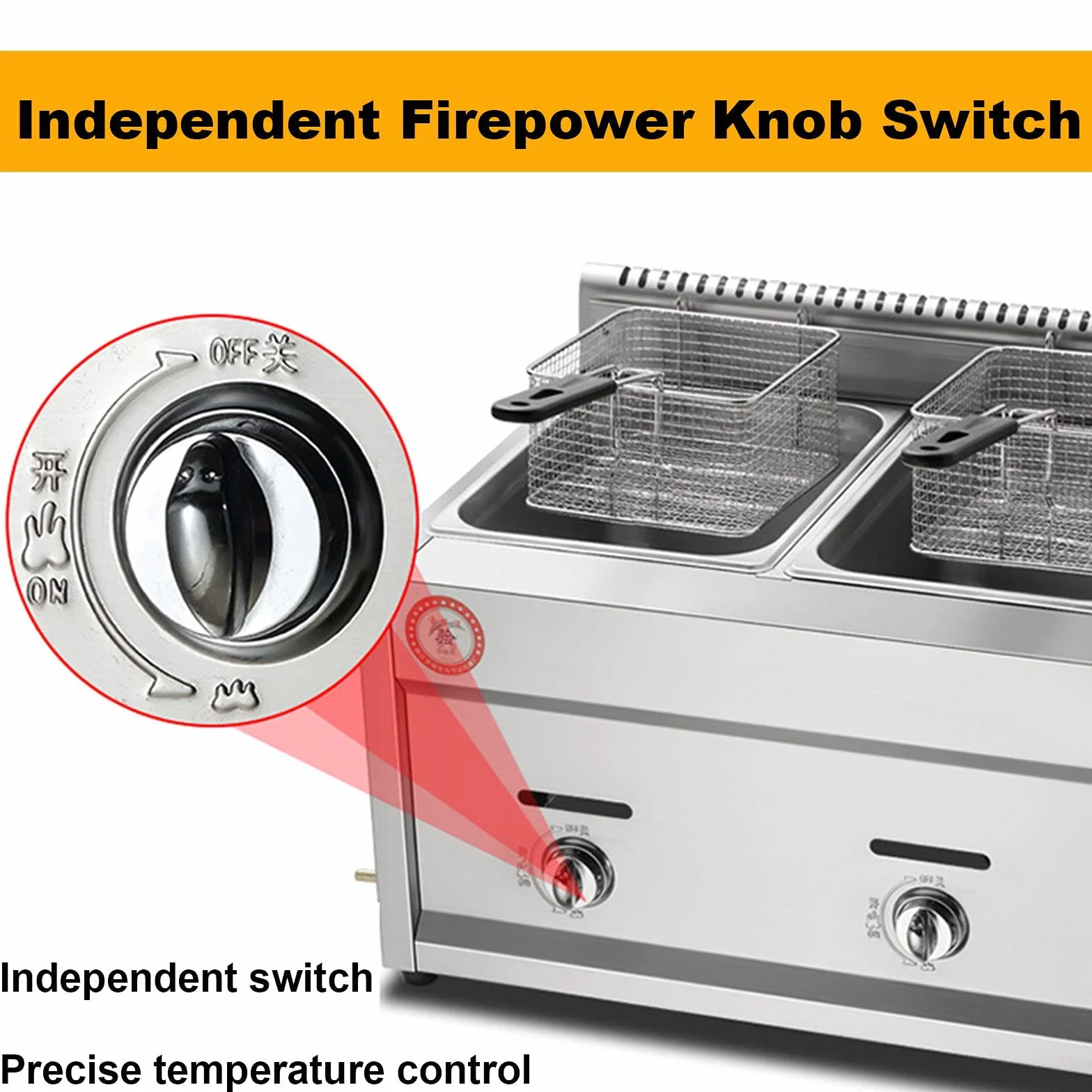 Freidora de gas profesional, freidora de gas 22L tanque de acero inoxidable con cuchara freidoras industriales fritadeira, Freidora De Acero Inoxidable Doble Tanque Con Calentamiento Rápido Para Us