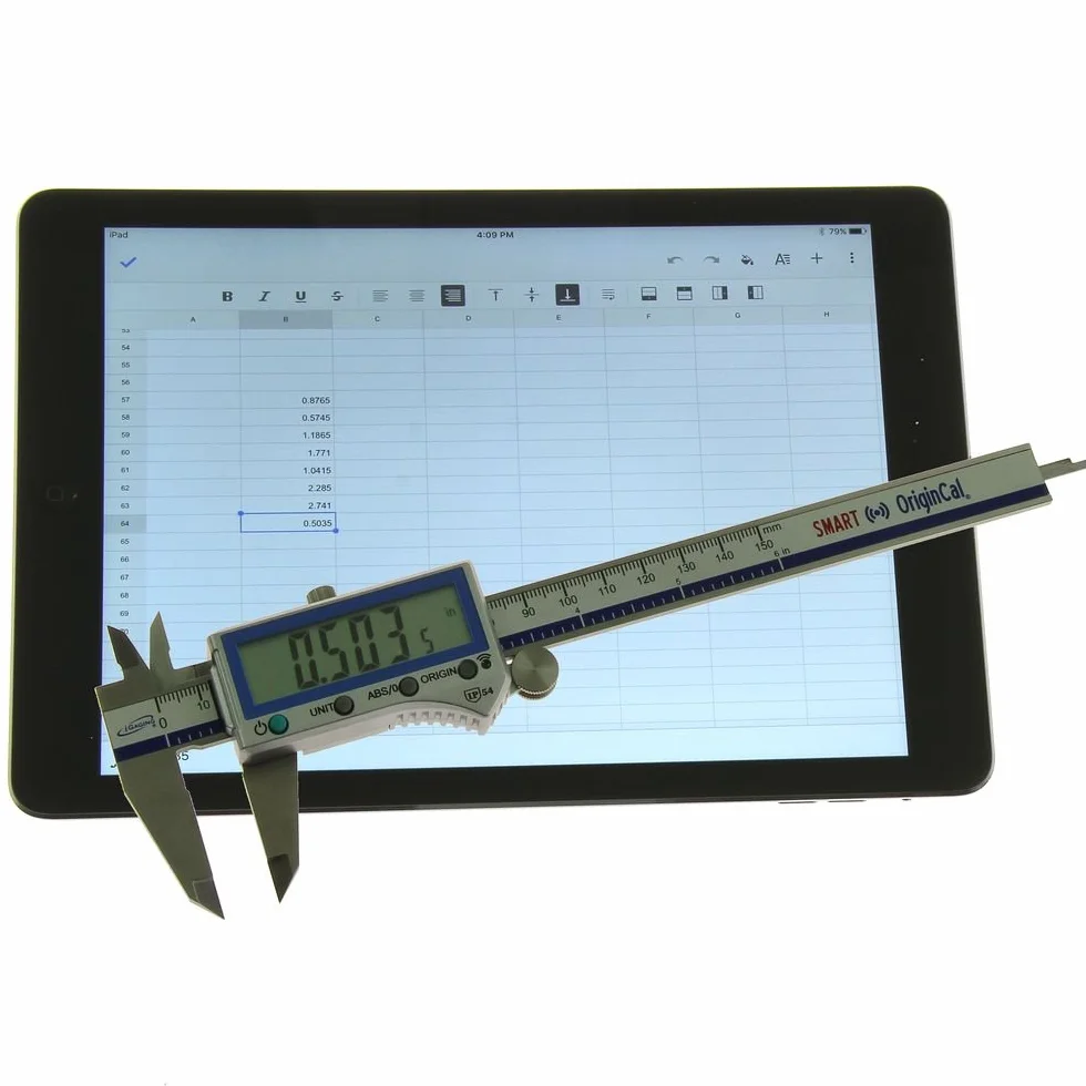iGaging Digital Electronic Caliper 0 – 6 "/0 – 150 mm absoluta origen Smart Bluetooth Conectividad – IP54 protección/extrema precisión